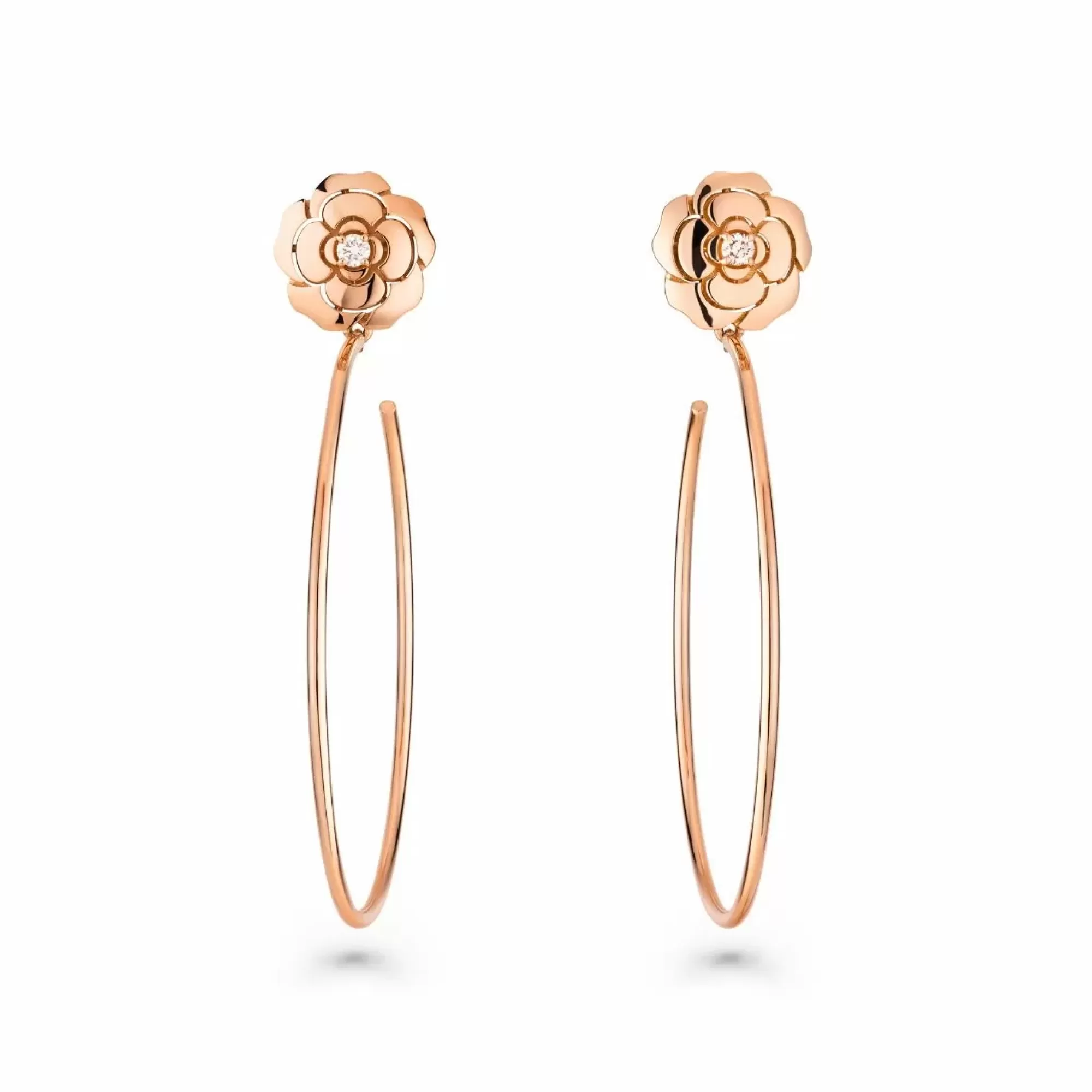 Chanel Extrait De Camelia Hoop Earrings Hot