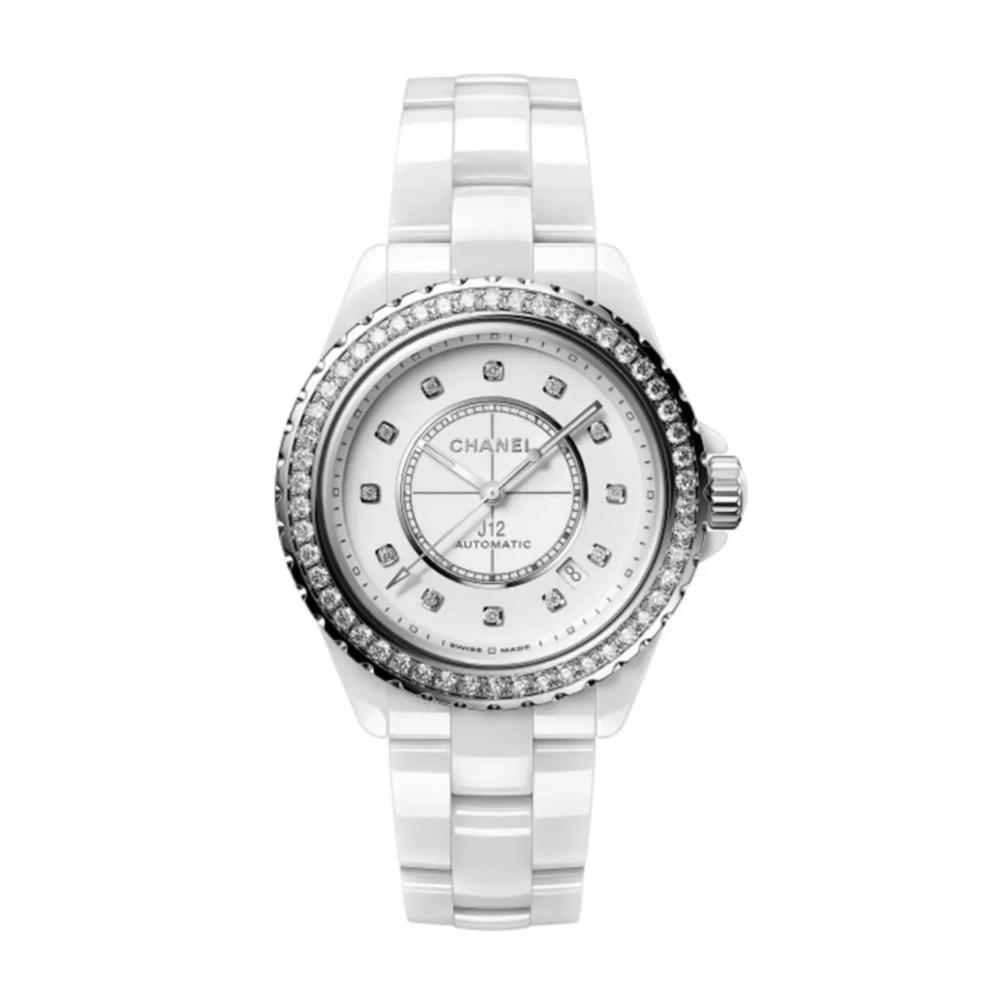Chanel J12 38Mm Diamond Bezel White Dial Ladies Watch Best Sale