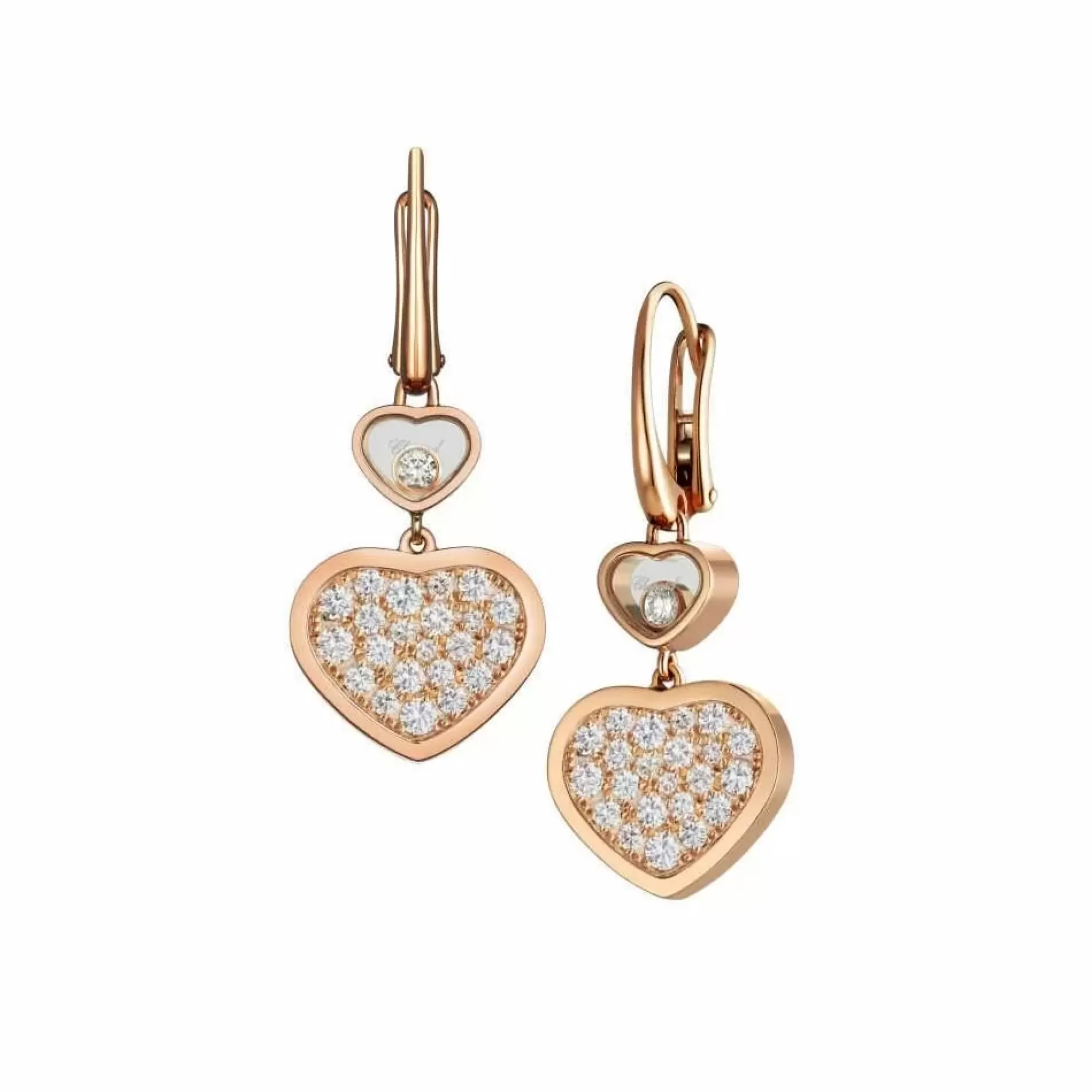 Chopard Happy Heart 18K Rose Gold Diamond Drop Earrings Online