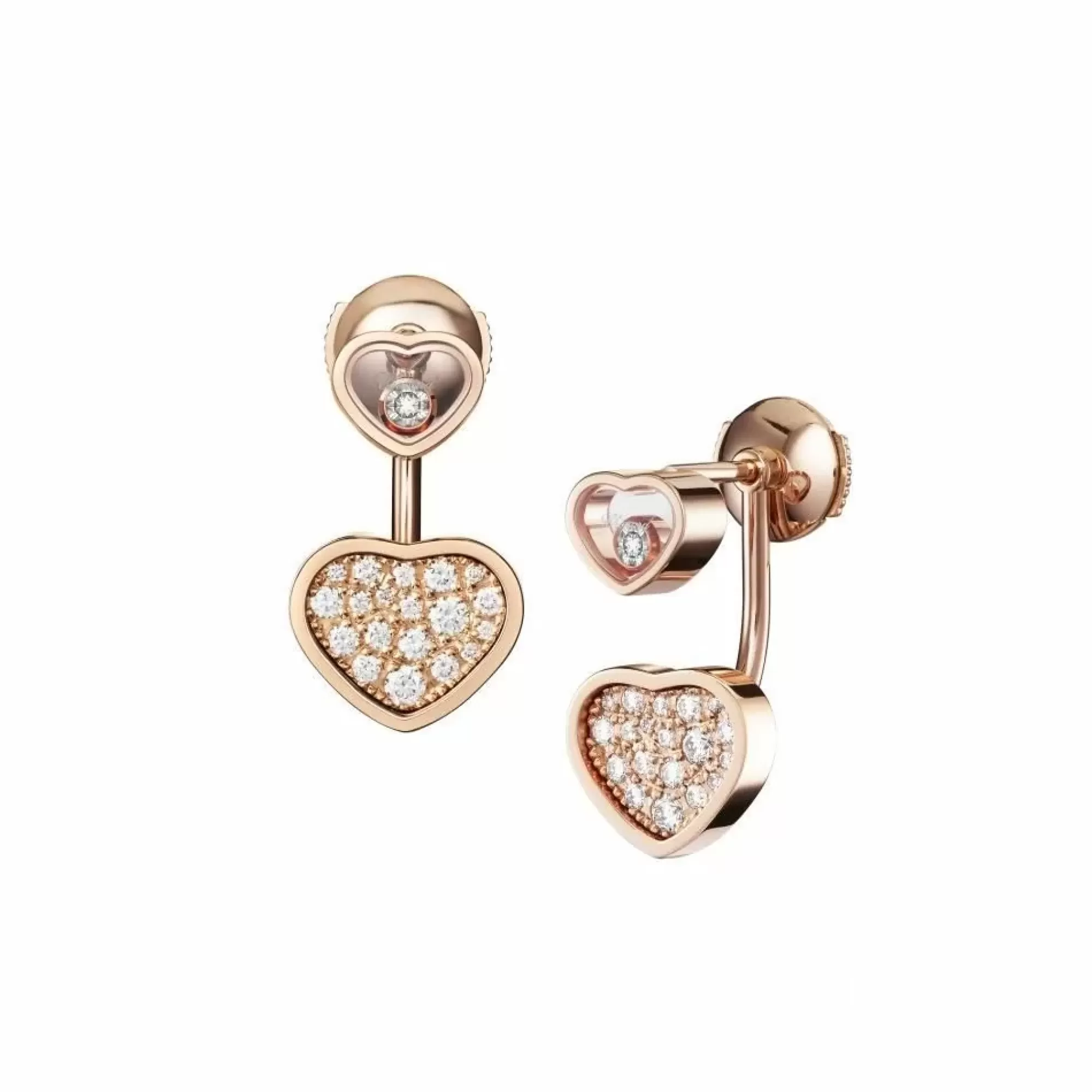 Chopard Happy Hearts 18K Rose Gold Pave Diamond Earrings Flash Sale