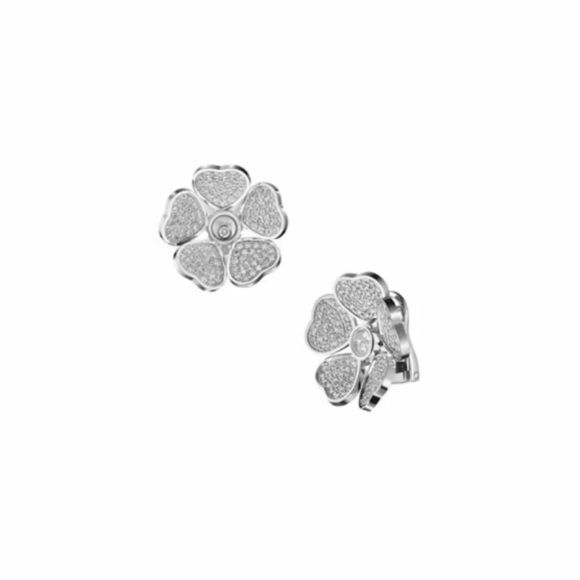 Chopard Happy Hearts Flowers 18K Diamond Heart Earrings Flash Sale