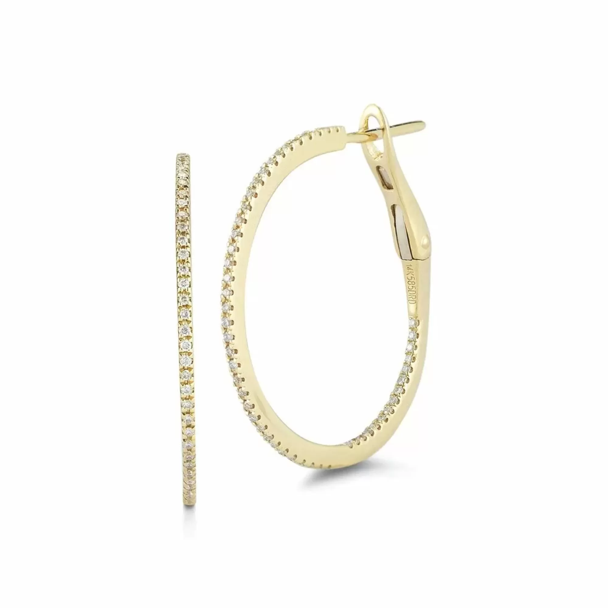 Dana Rebecca Designs Dana Rebecca 14K Yellow Gold Pave Diamond Medium Hoop Earrings Cheap
