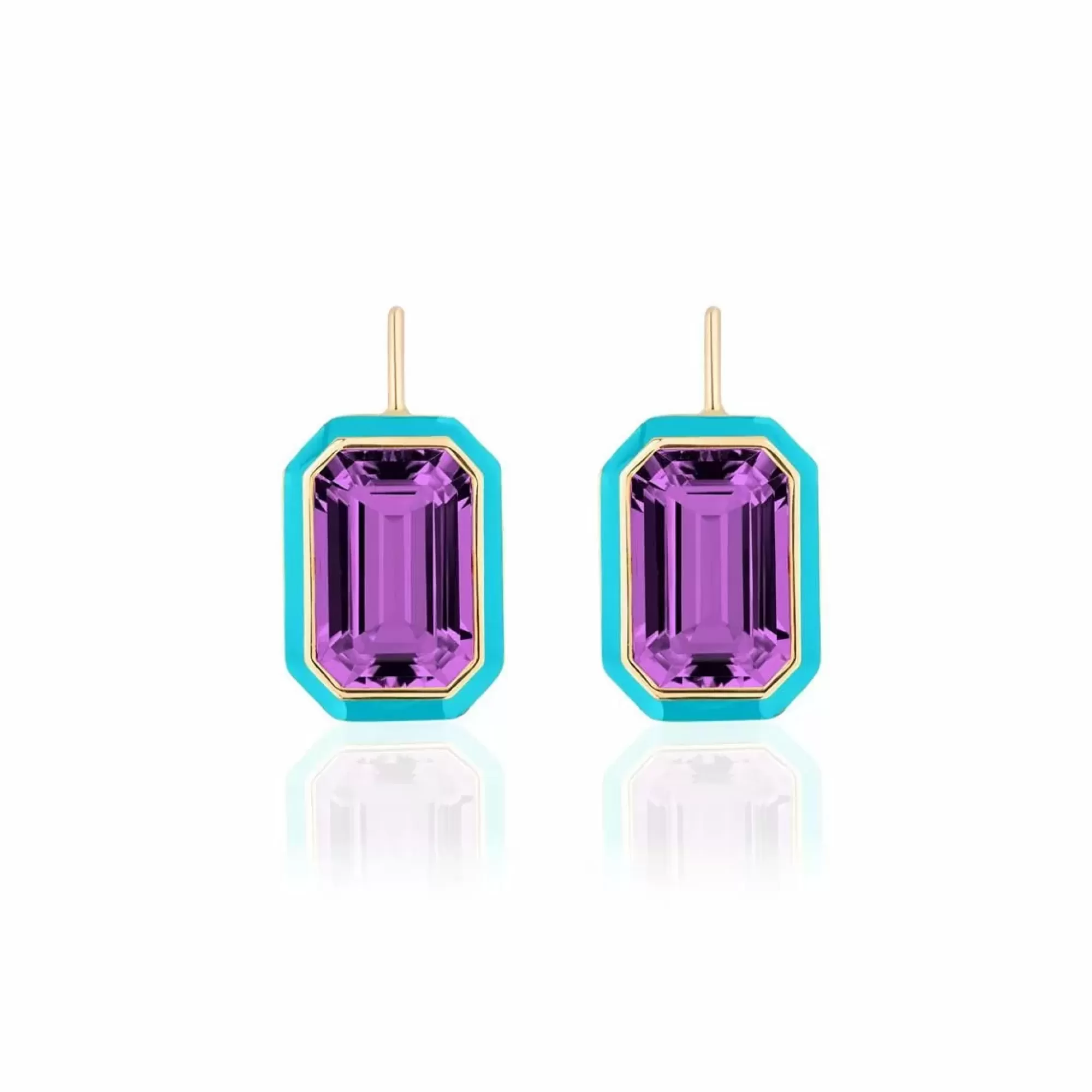 Goshwara Queen 18K Turquoise Enamel And Amethyst Drop Earrings Hot