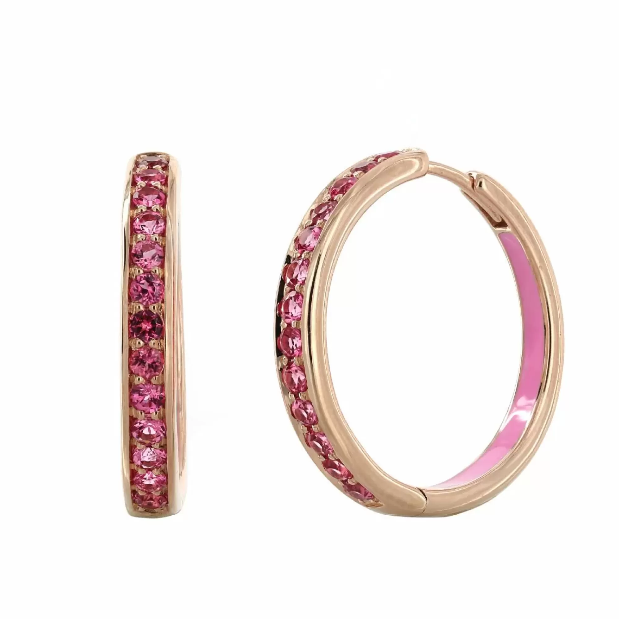 Jane Taylor 14K Rose Gold Pink Enamel Pink Spinel 3/4 Fashion