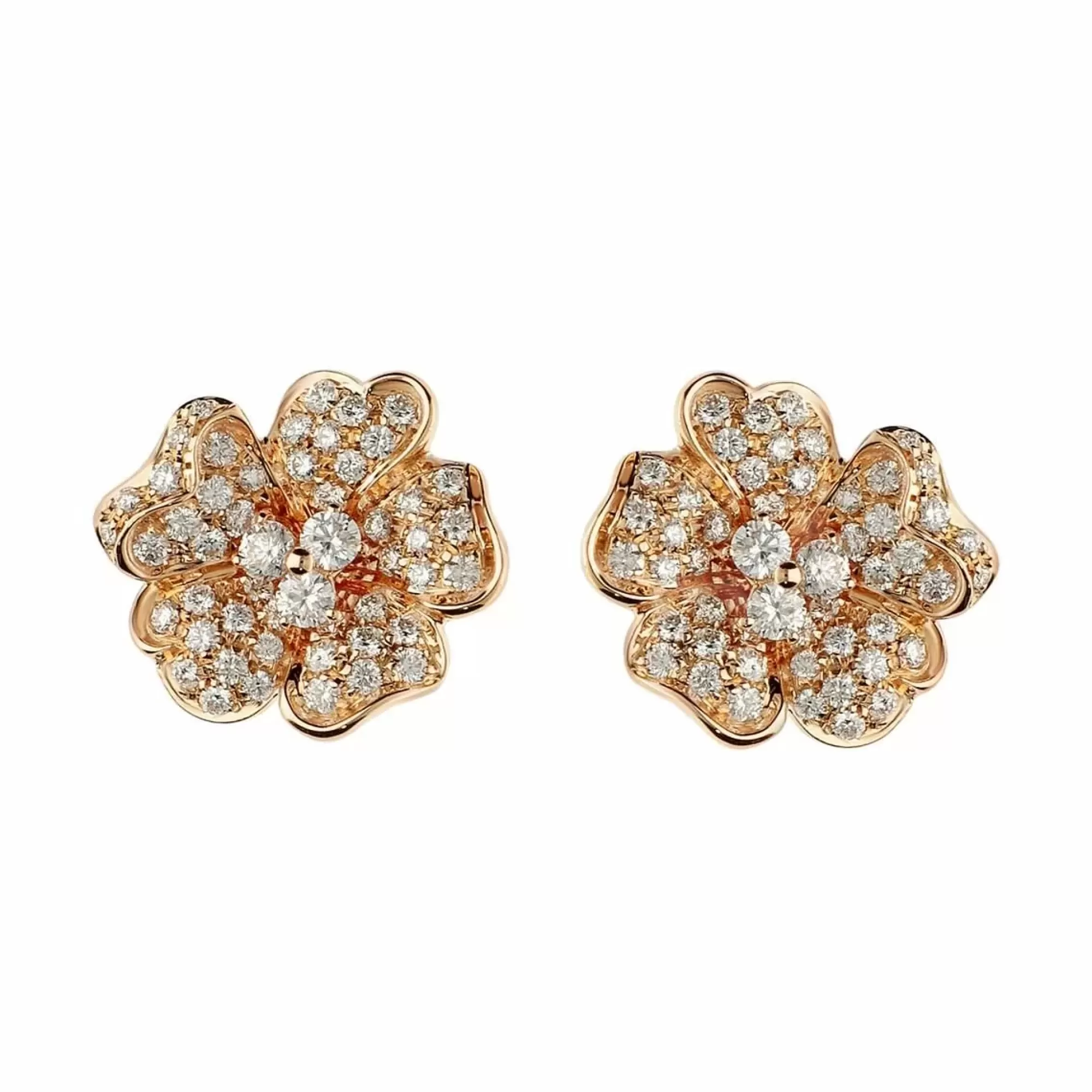 Leo Pizzo 18K Gold And Diamond Flower Earrings New