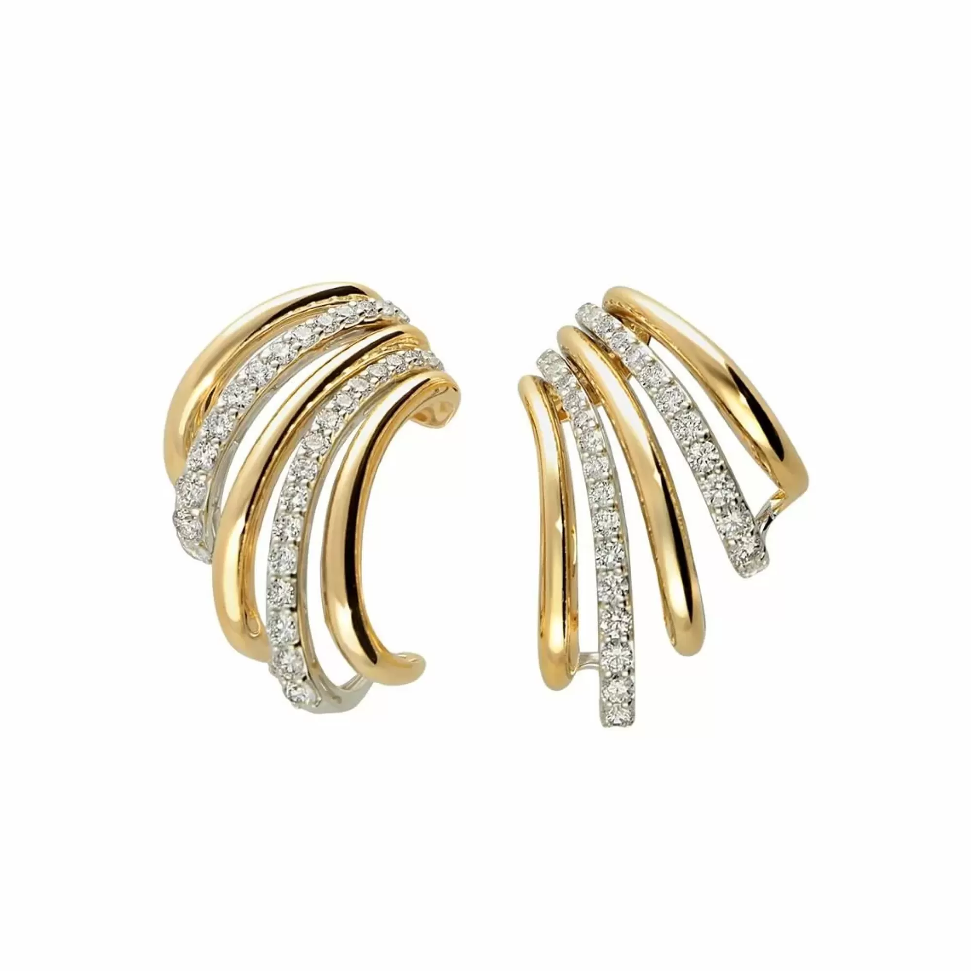 Leo Pizzo Two-Tone Pave Diamond Multi-Row Lobe Cuff Earrings Cheap