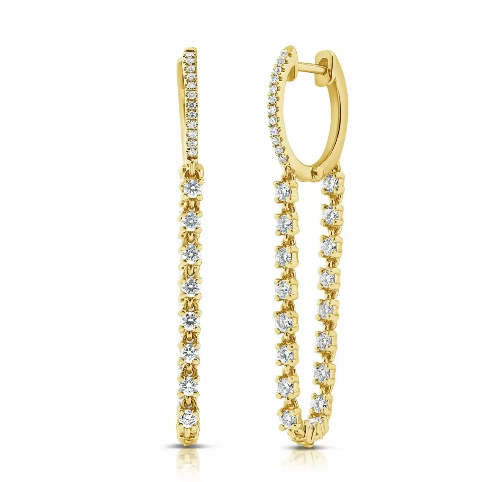 London Collection 14K Diamond Huggie And Chain Earrings Online