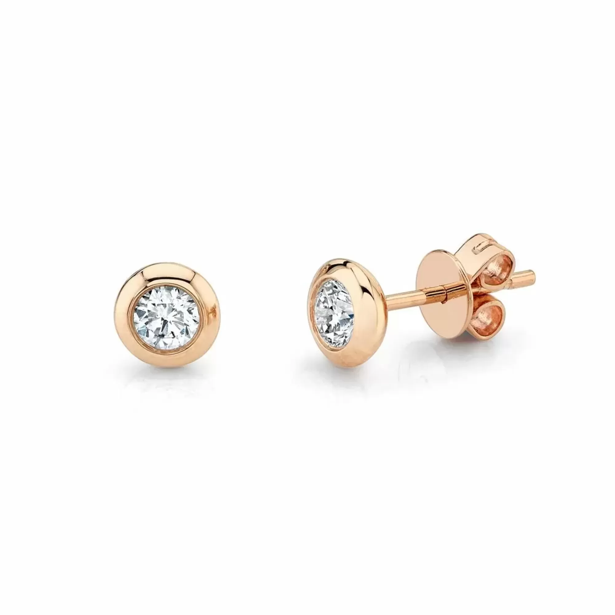 London Collection 14K Gold Bezel Set Diamond Stud Earrings Sale