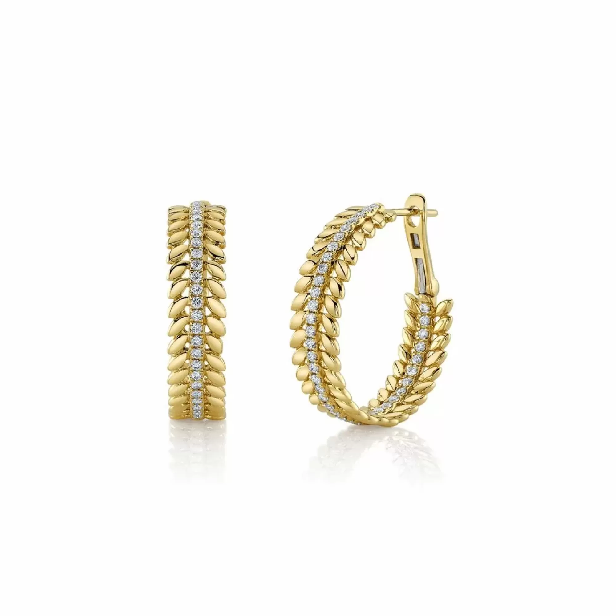 London Collection 14K Gold Diamond Braid Hoop Earrings Flash Sale