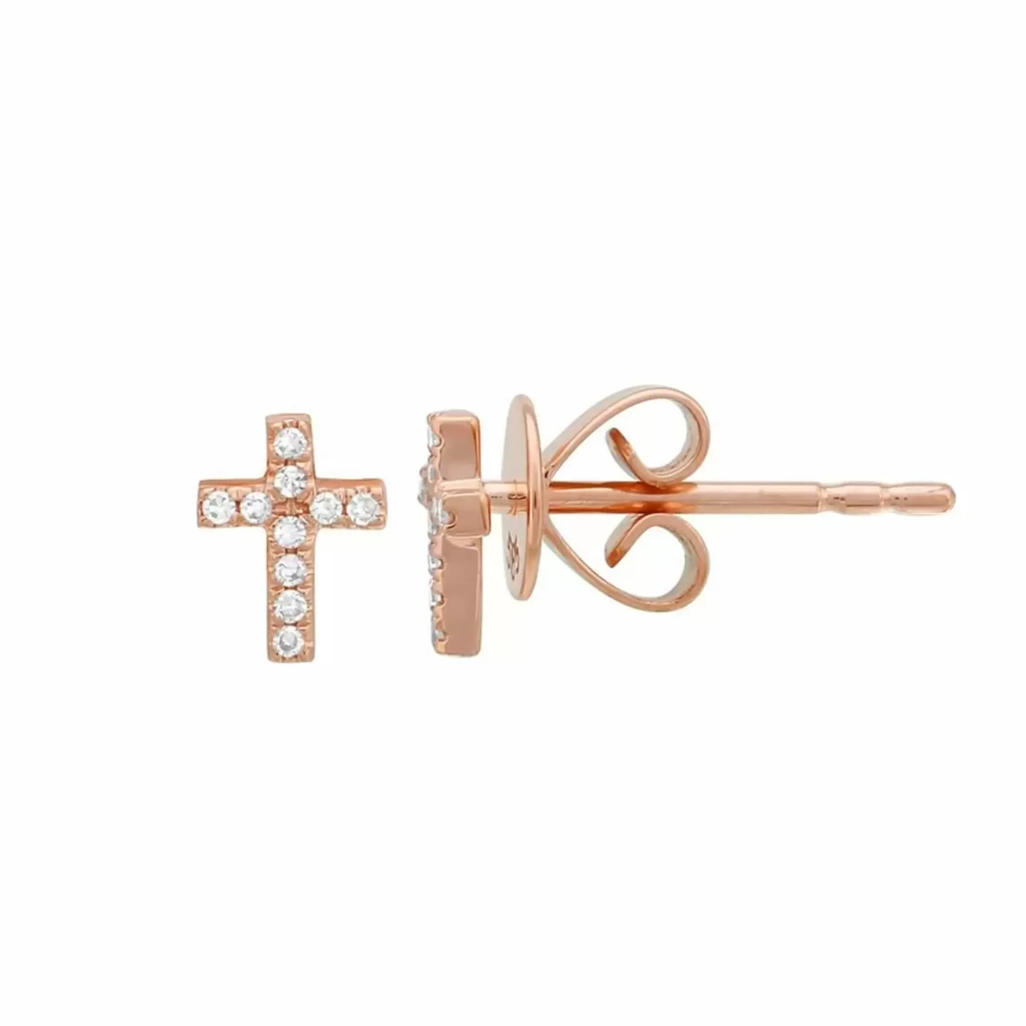 London Collection 14K Gold Diamond Cross Stud Earrings Outlet