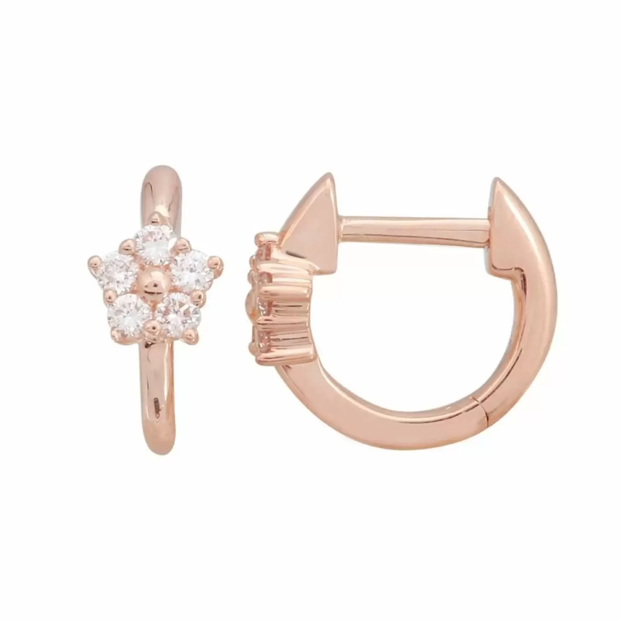 London Collection 14K Gold Flower Diamond Huggies Shop
