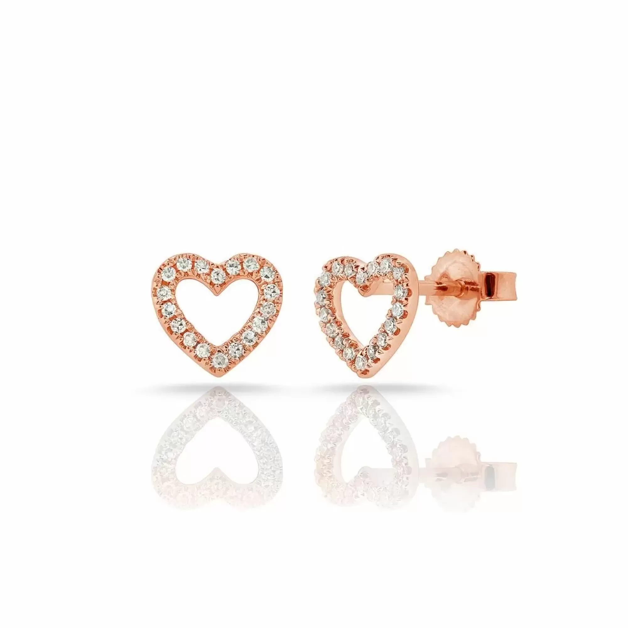London Collection 14K Gold Open Diamond Heart Stud Earrings Cheap