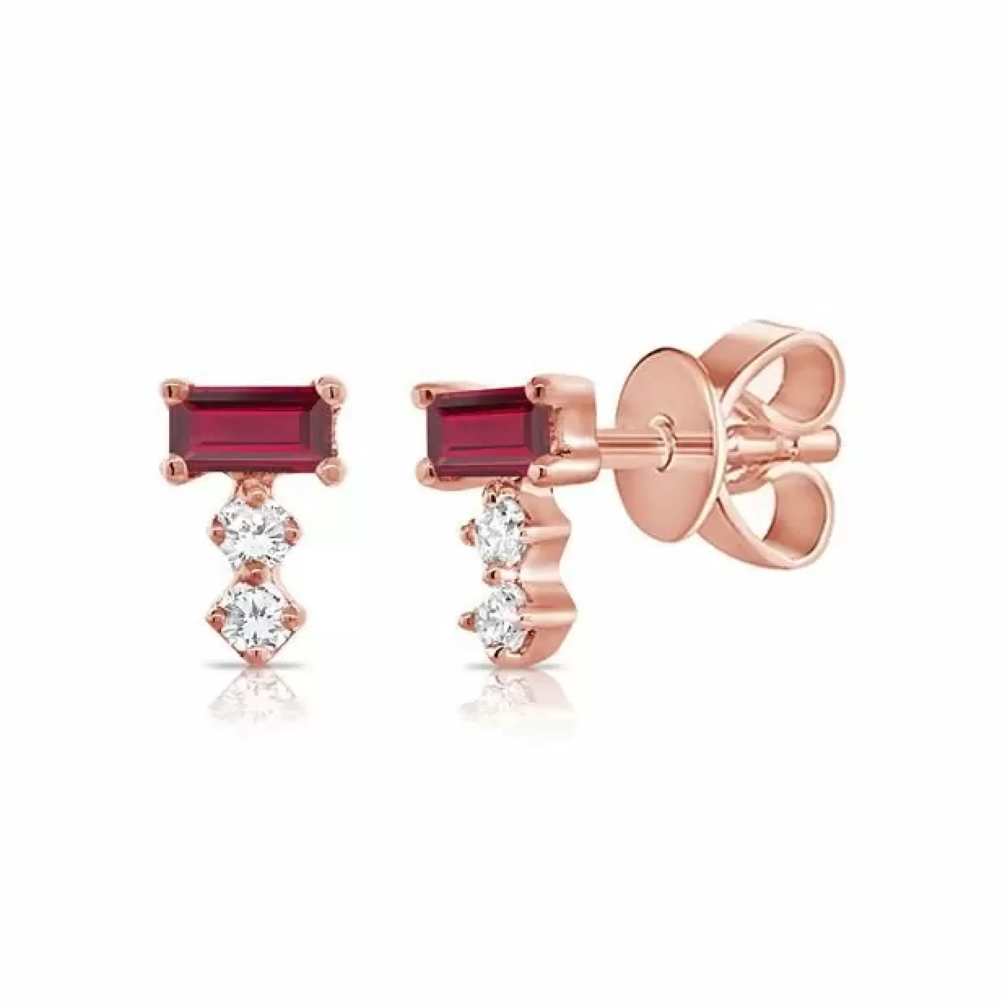 London Collection 14K Rose Gold Ruby And Diamond Earrings Discount