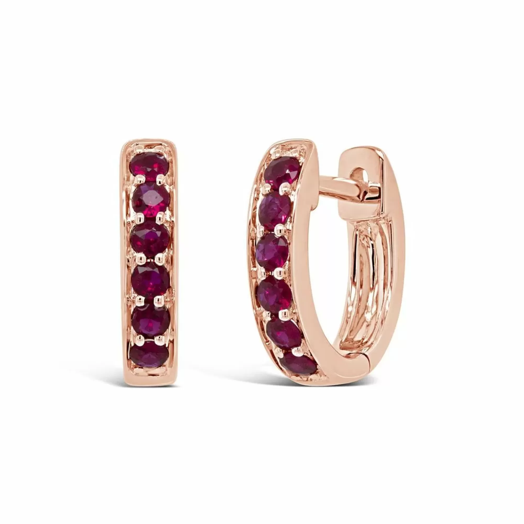 London Collection 14K Rose Gold Ruby Huggie Earrings Outlet