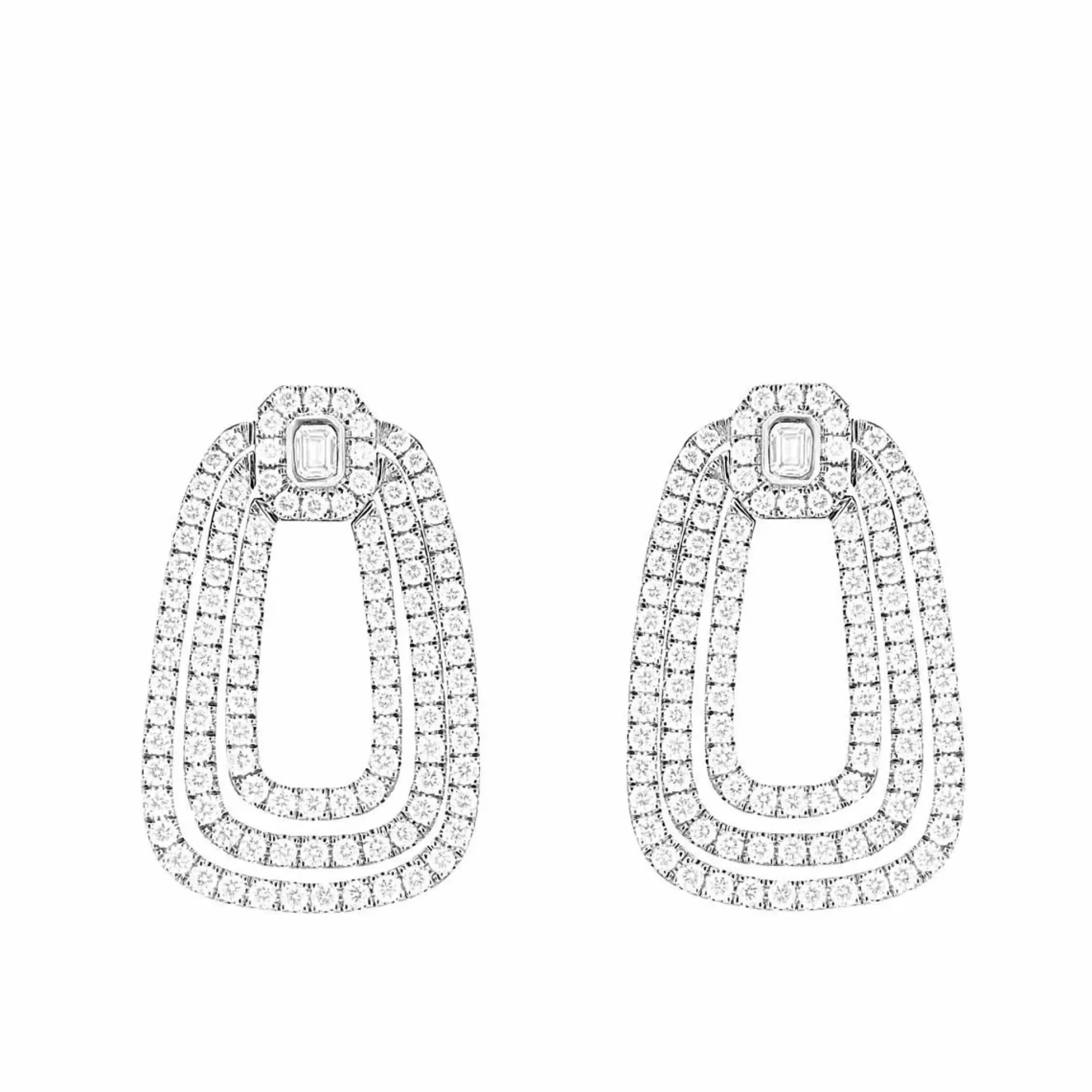 London Collection 14K White Gold Rectangular Diamond Drop Earrings Best
