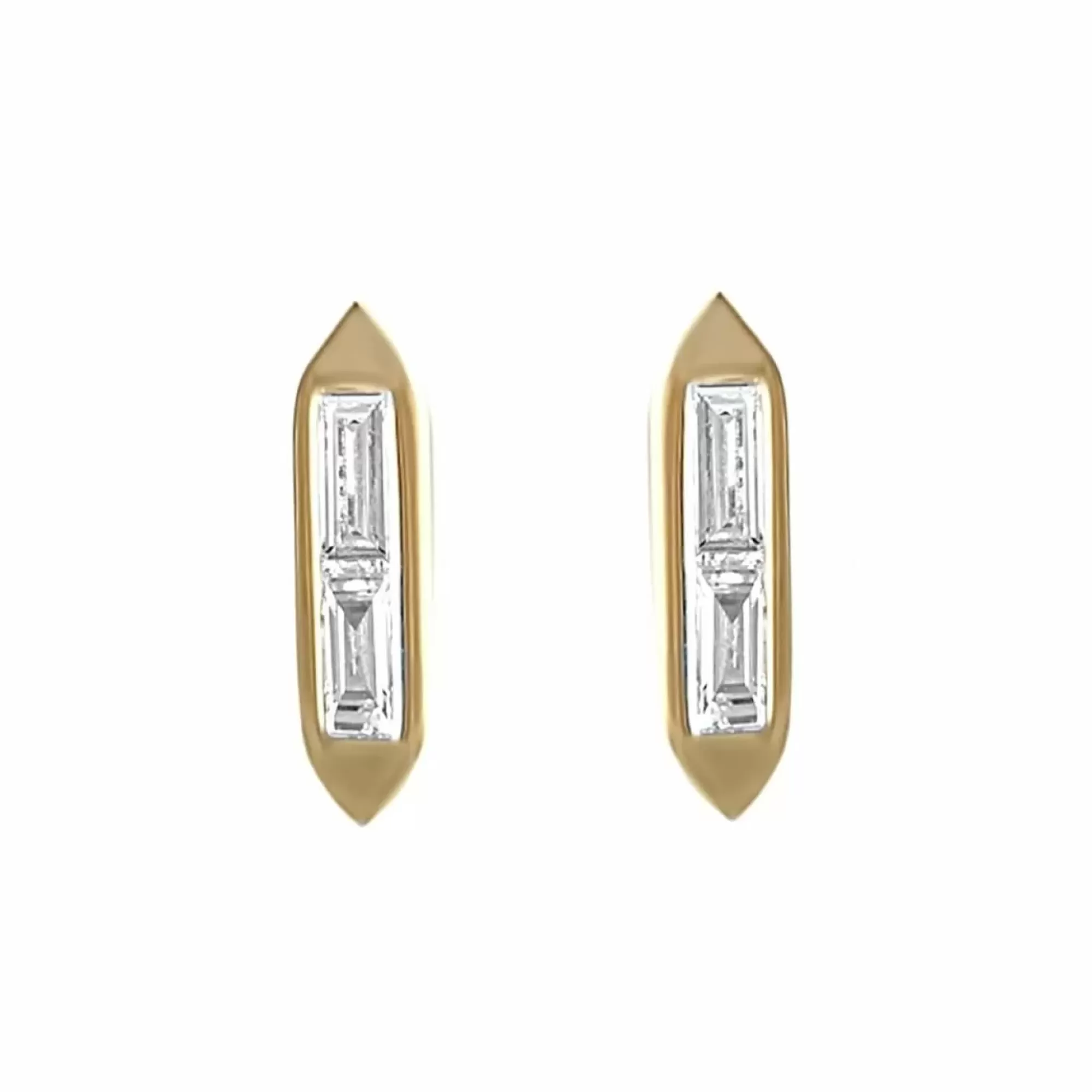 London Collection 14K Yellow Gold Baguette Diamond Stud Earrings Shop