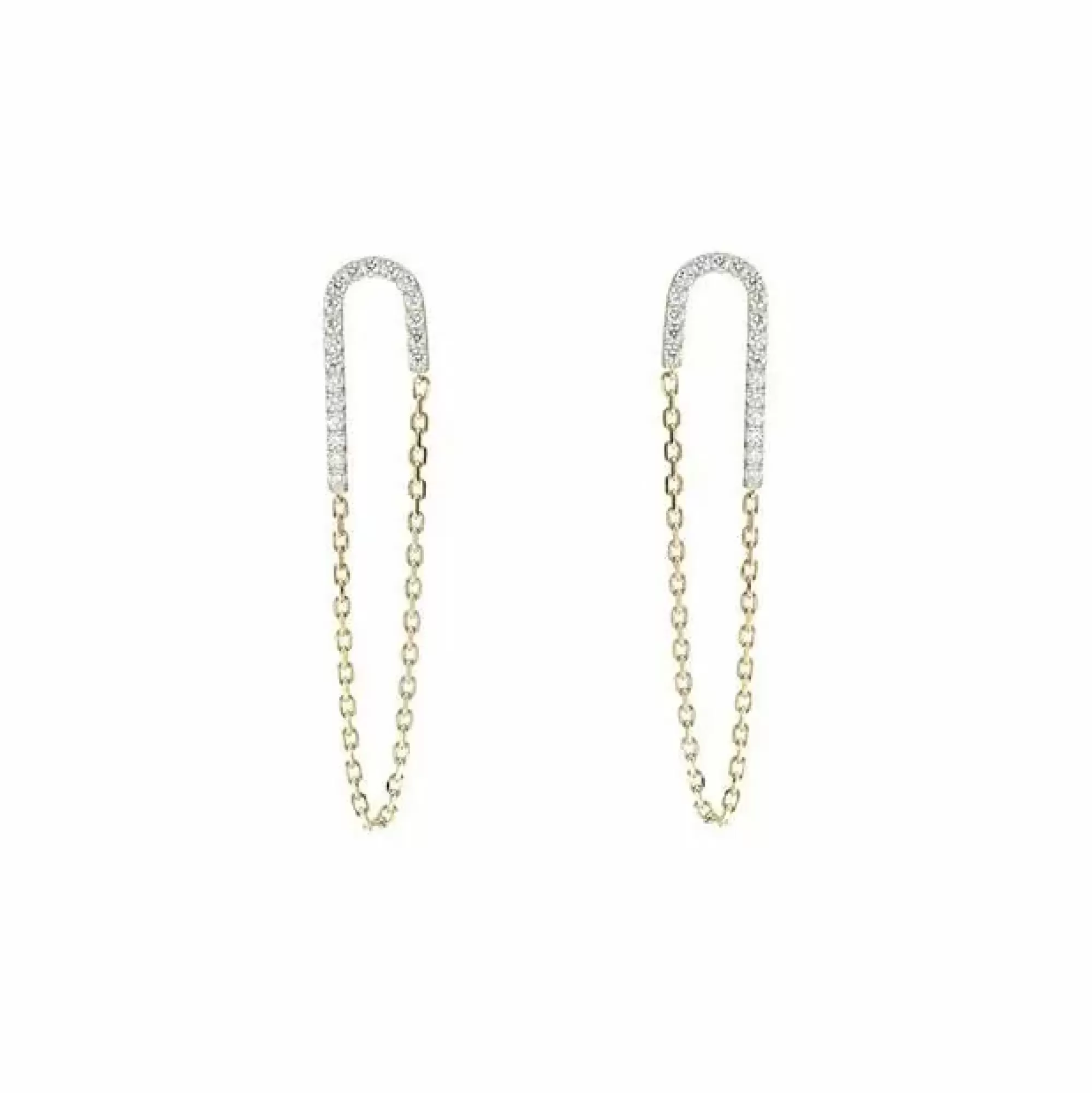 London Collection 14K Yellow Gold Chain Diamond Dangle Earrings Cheap