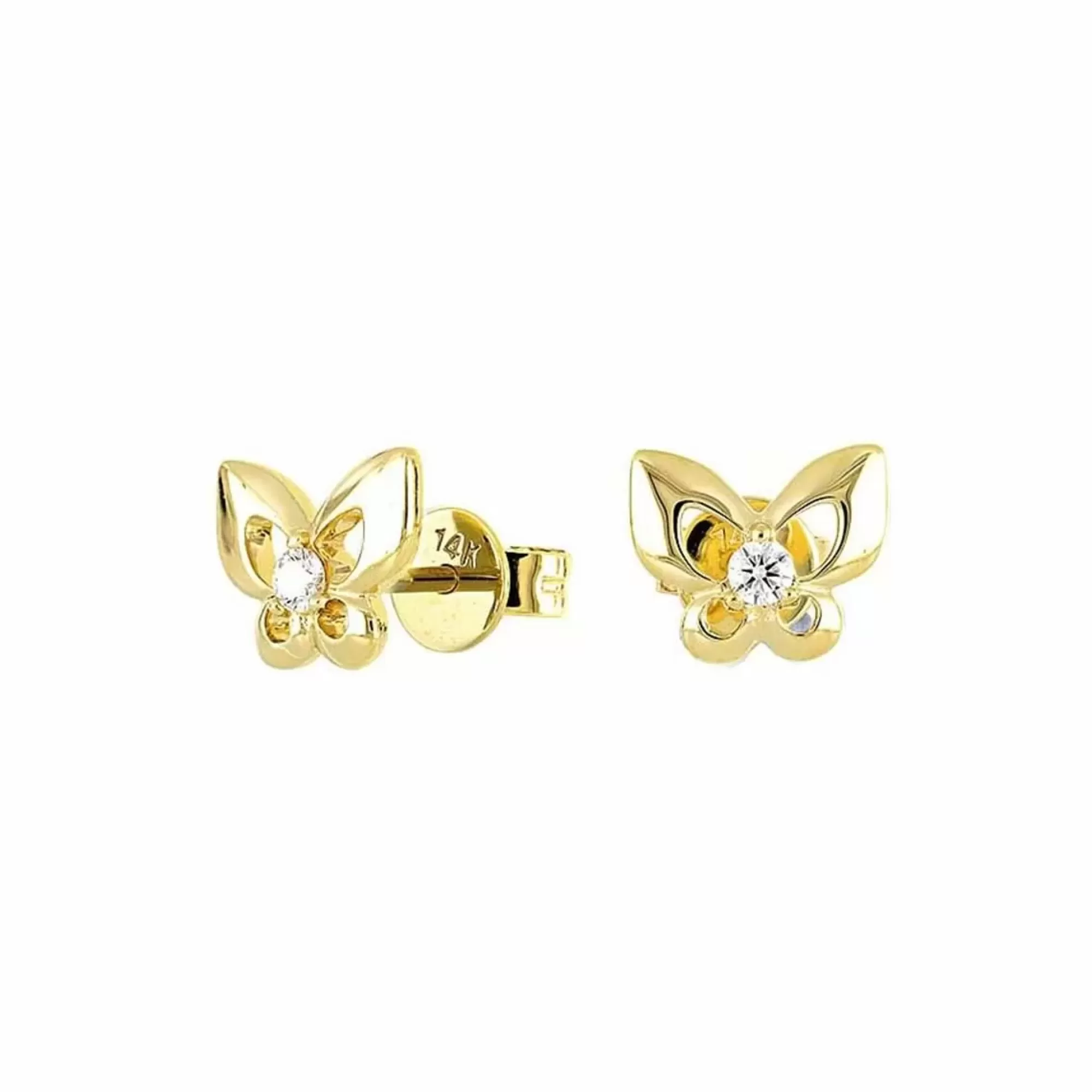 London Collection 14K Yellow Gold Diamond Butterfly Stud Earrings Shop