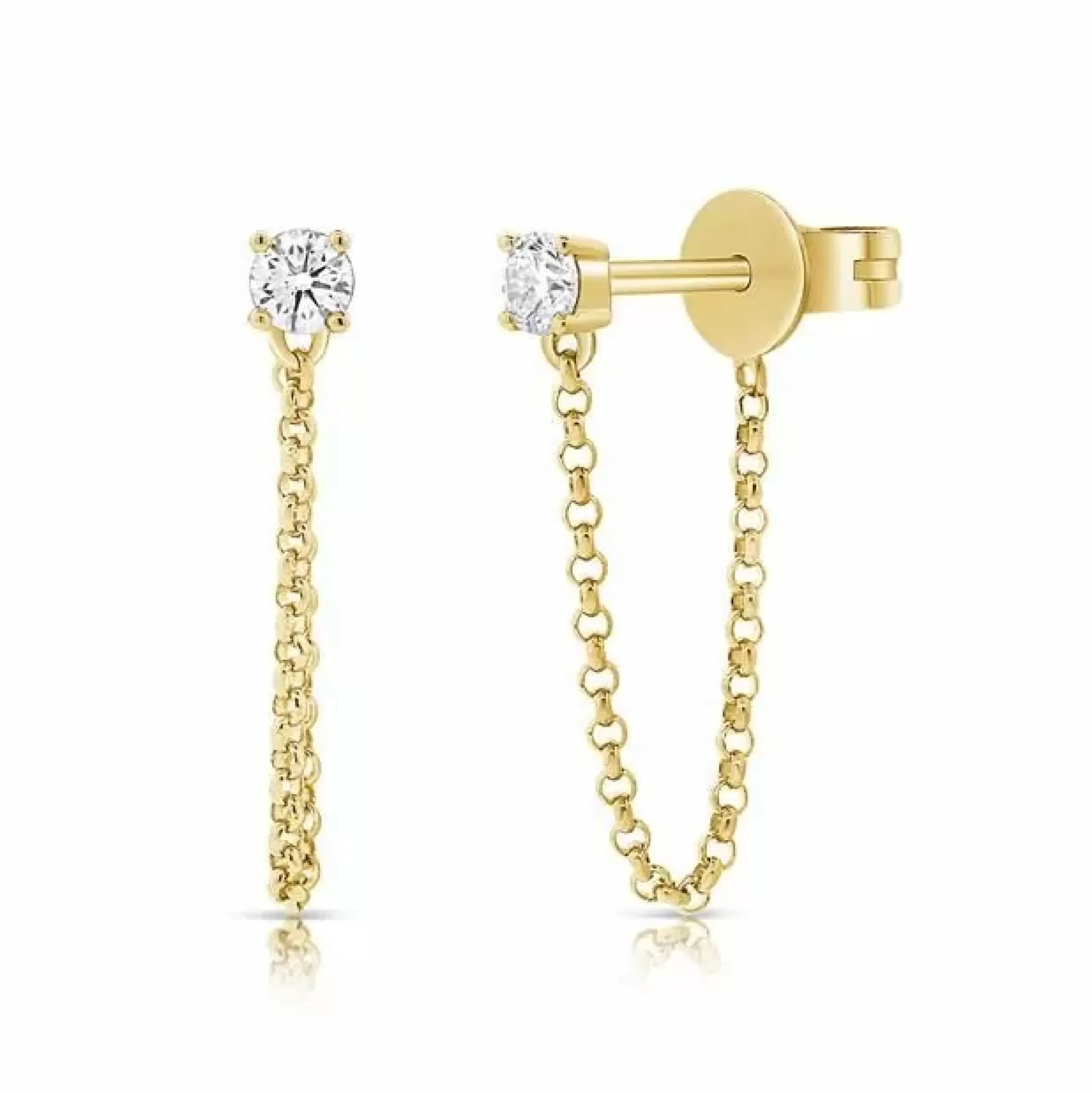 London Collection 14K Yellow Gold Diamond Chain Earrings Hot