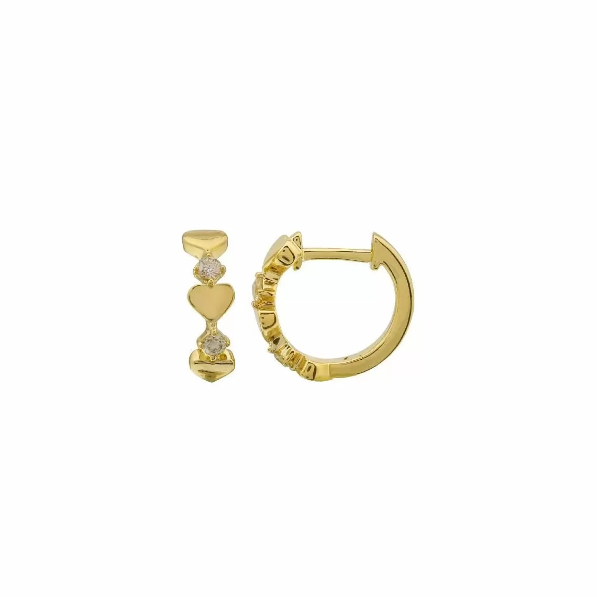 London Collection 14K Yellow Gold Diamond Heart Huggies Fashion