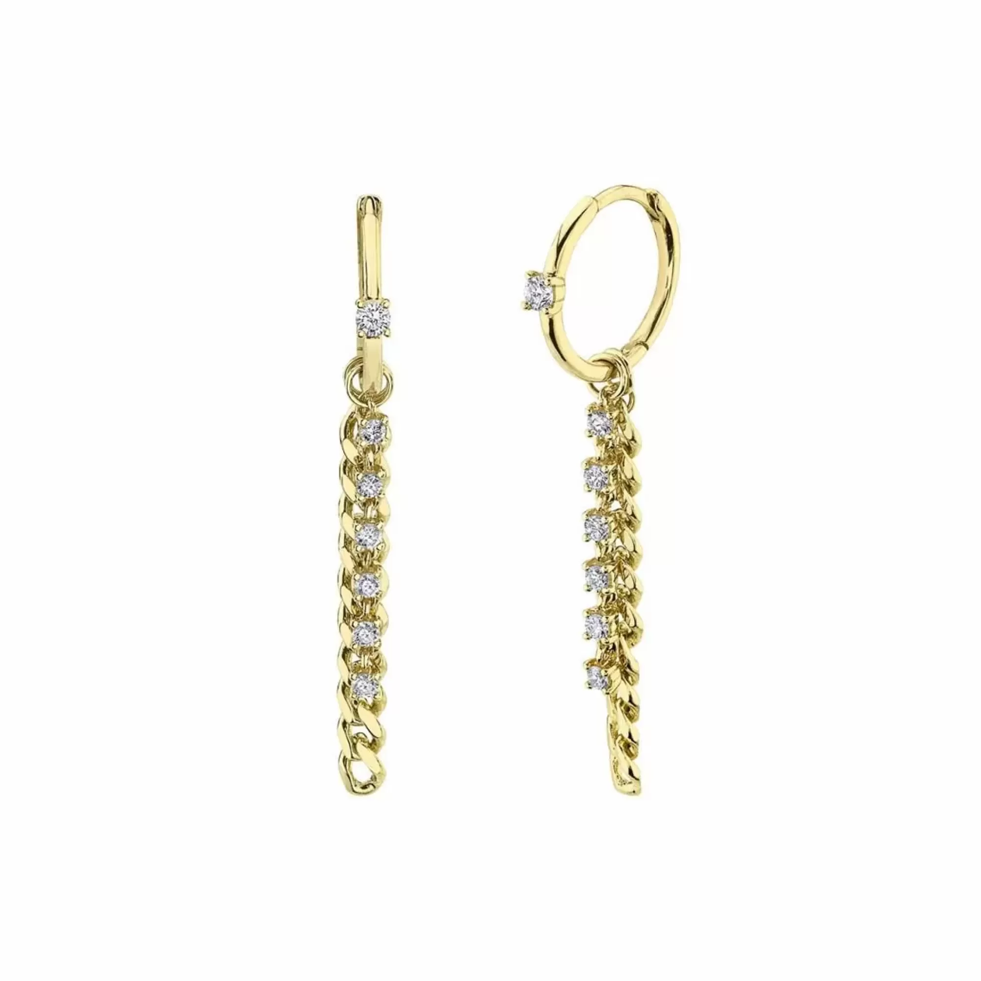 London Collection 14K Yellow Gold Diamond Link Huggie Earrings Cheap