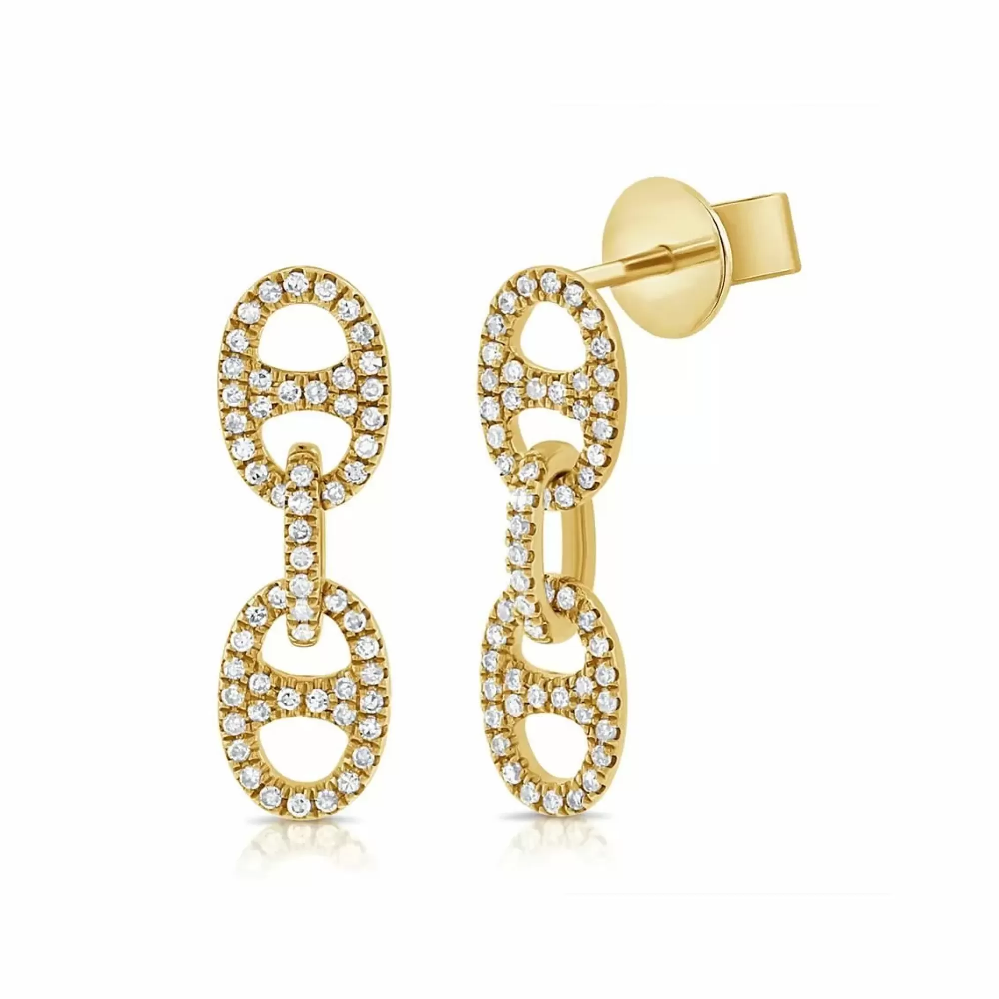 London Collection 14K Yellow Gold Diamond Mariner Link Earrings Cheap