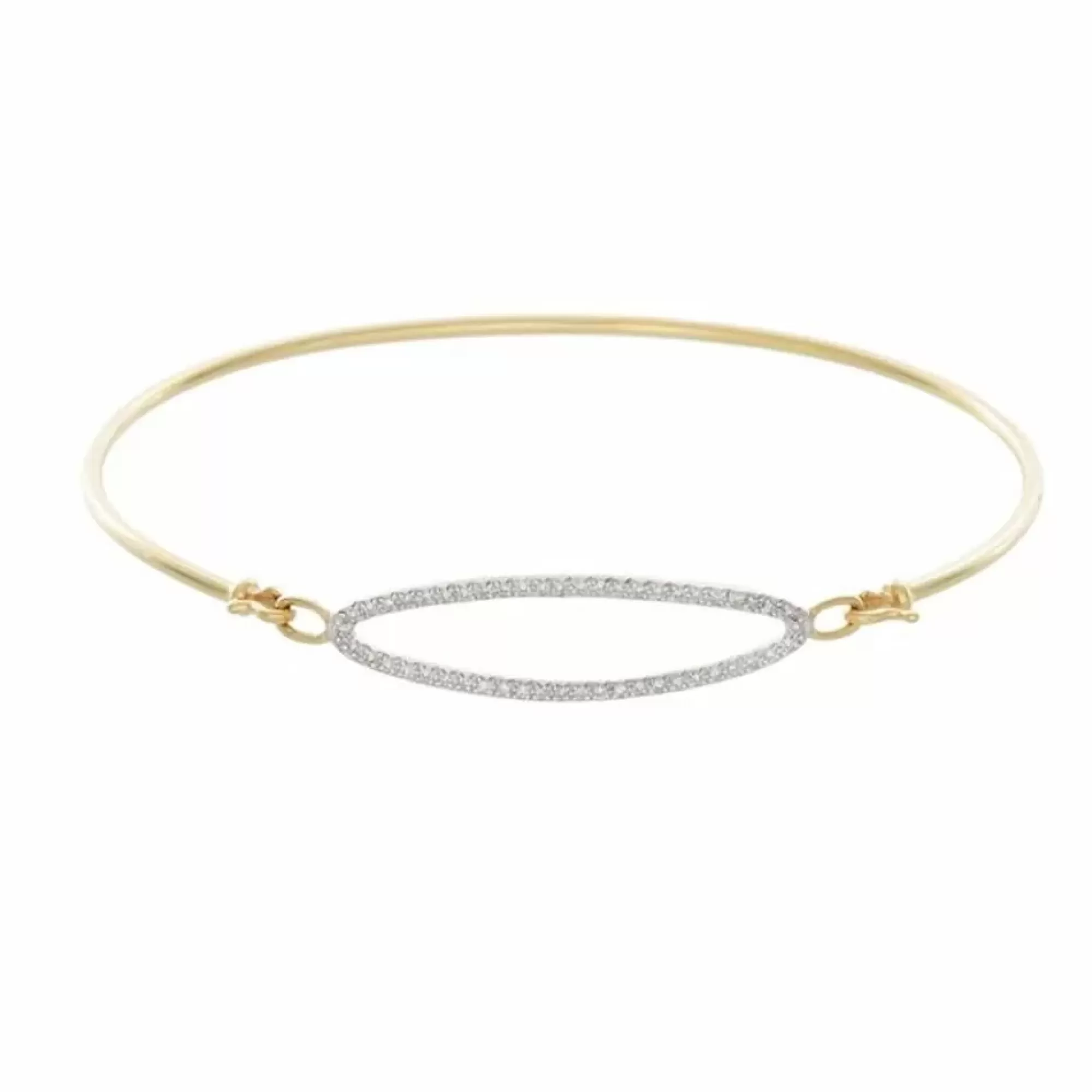 * London Collection 14K Yellow Gold Diamond Oval Wire Bangle Bracelet Best