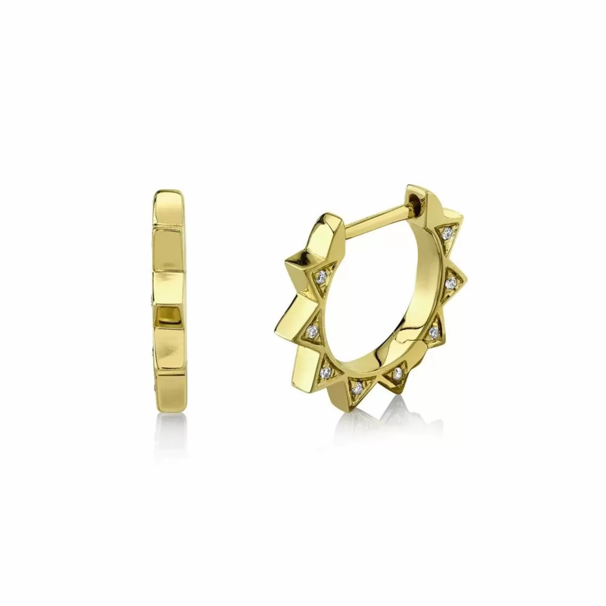 London Collection 14K Yellow Gold Diamond Spike Huggie Earrings Best