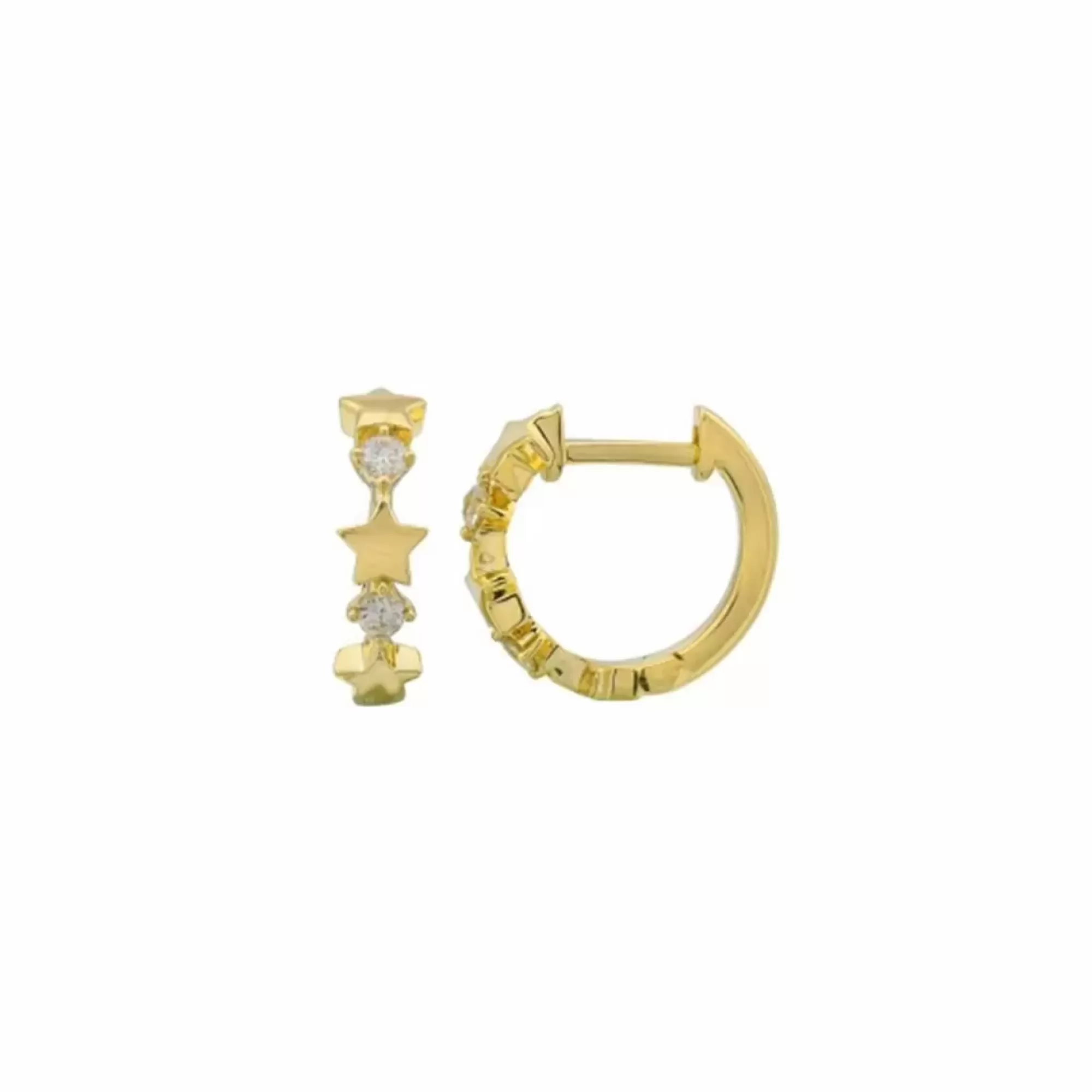 London Collection 14K Yellow Gold Diamond Star Huggies Shop