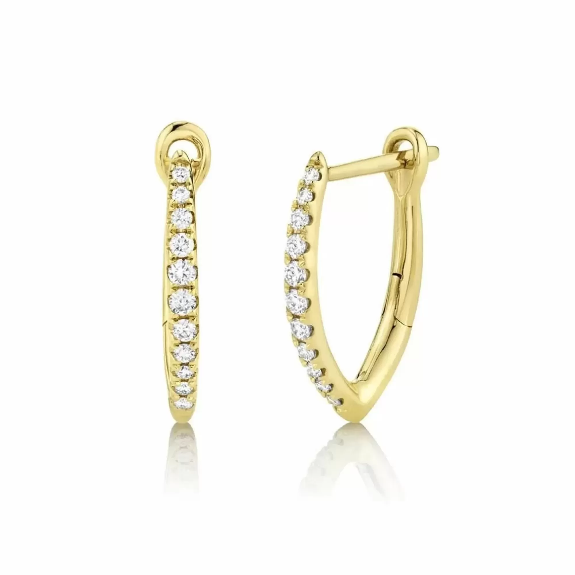 London Collection 14K Yellow Gold Diamond Tapered Hoop Earrings Shop