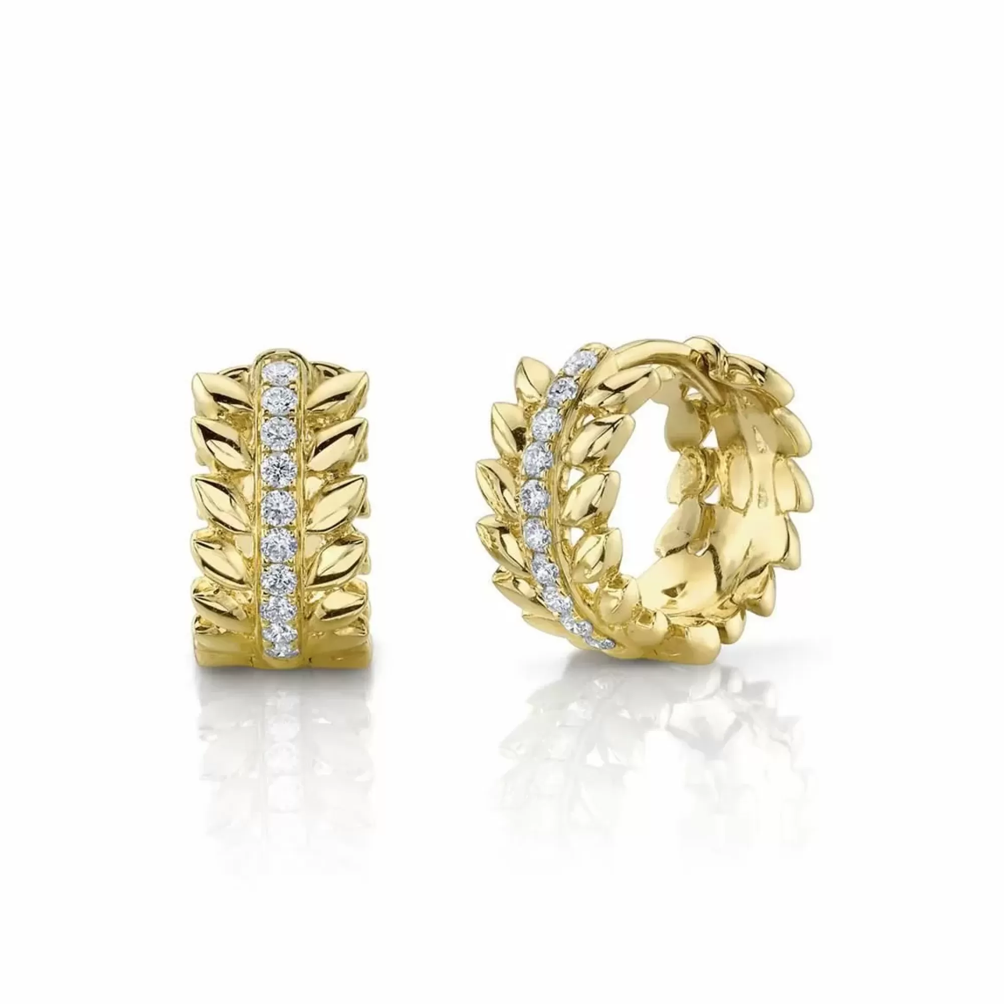 London Collection 14K Yellow Gold Diamond Wreath Huggie Earrings Shop