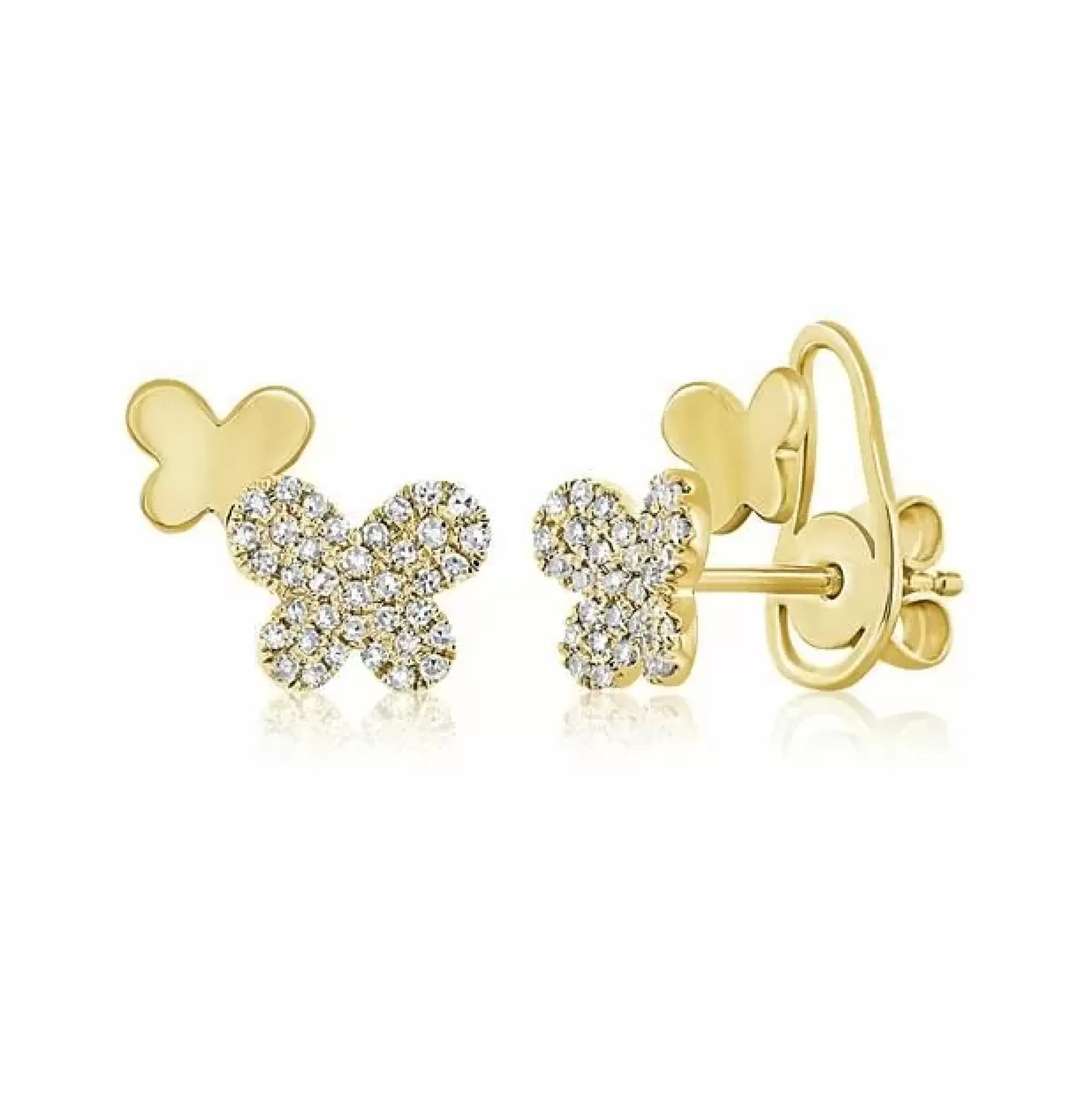 London Collection 14K Yellow Gold Double Butterfly Diamond Earrings Store