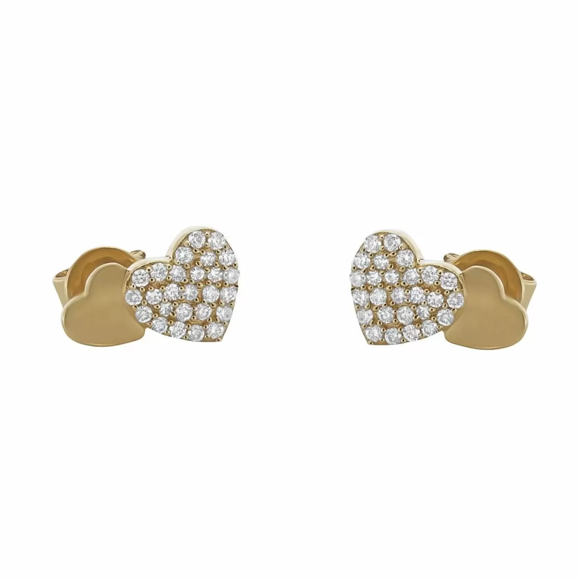London Collection 14K Yellow Gold Double Heart Stud Earrings Best