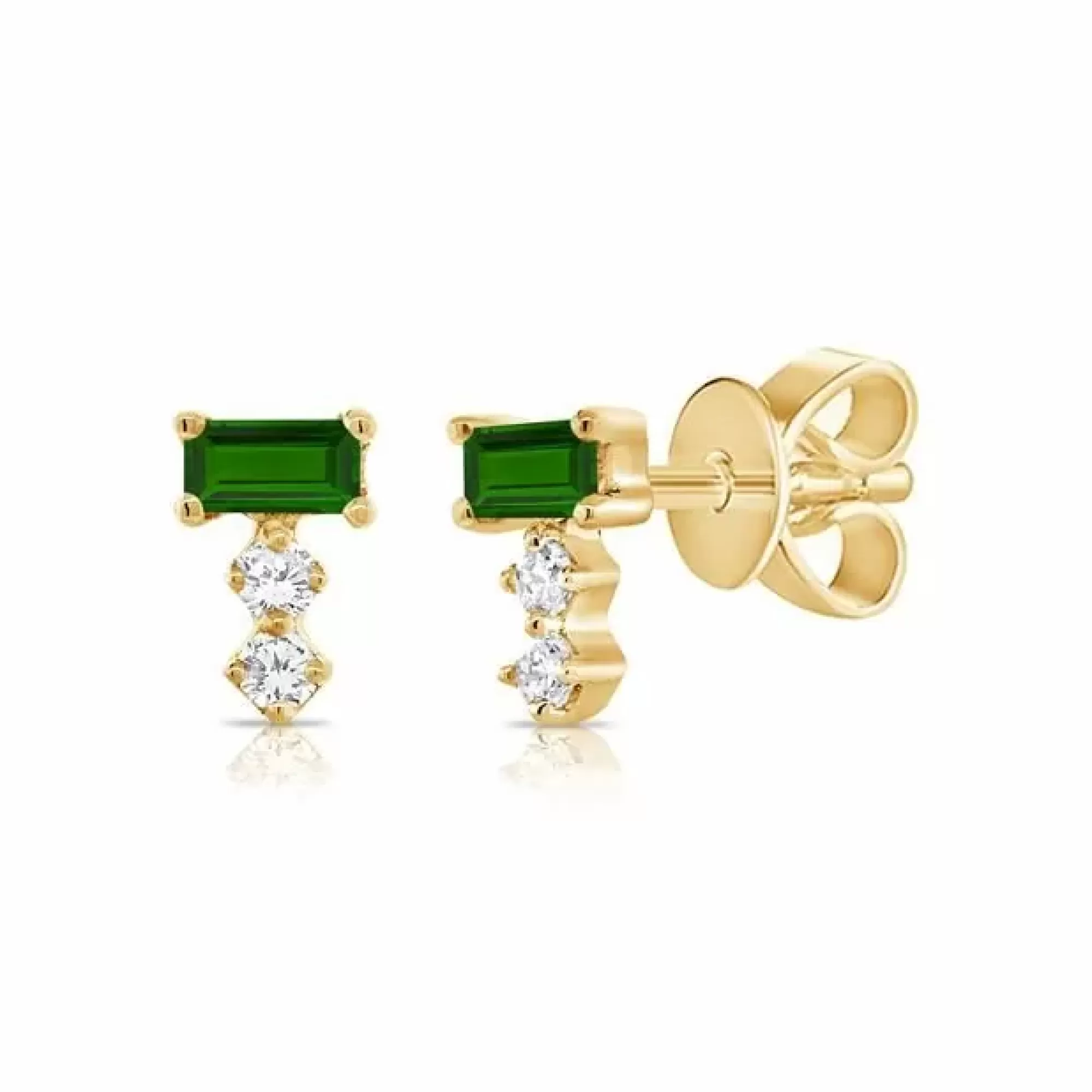 London Collection 14K Yellow Gold Emerald And Diamond Earrings Cheap