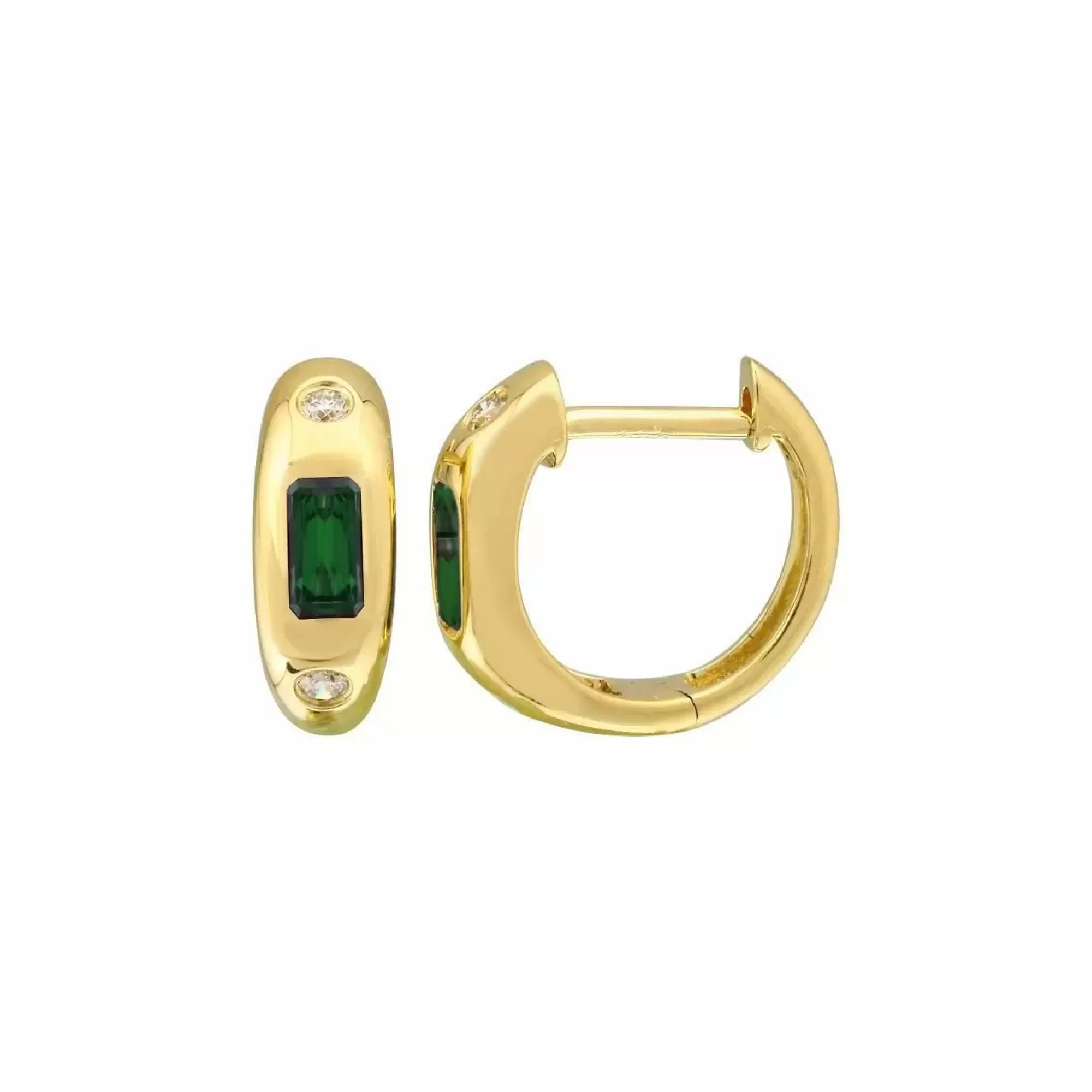 London Collection 14K Yellow Gold Emerald Huggie Earrings Sale
