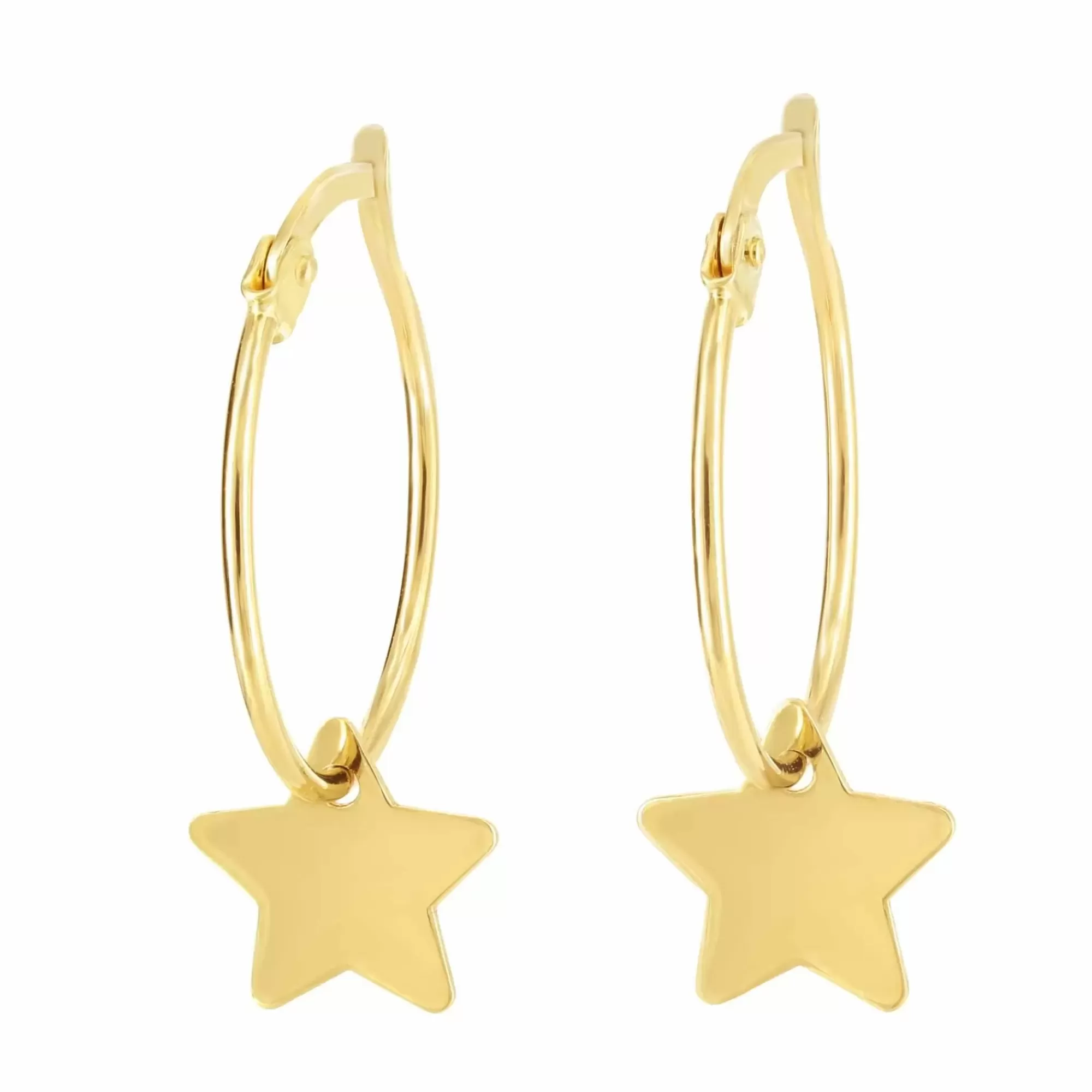 * London Collection 14K Yellow Gold Hoop Earrings With Dangling Stars Hot