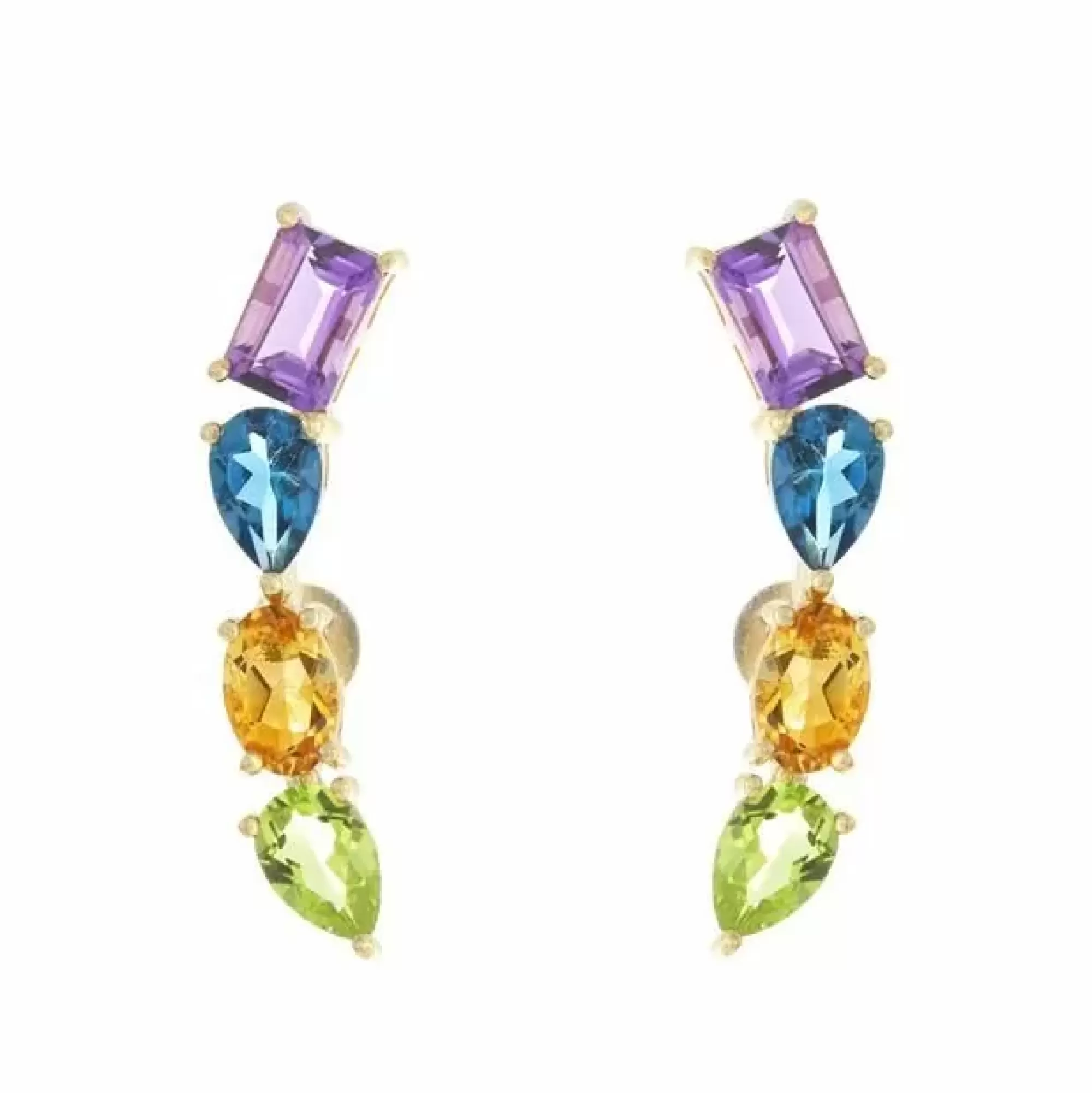London Collection 14K Yellow Gold Mixed Gemstone Ear Crawlers Fashion