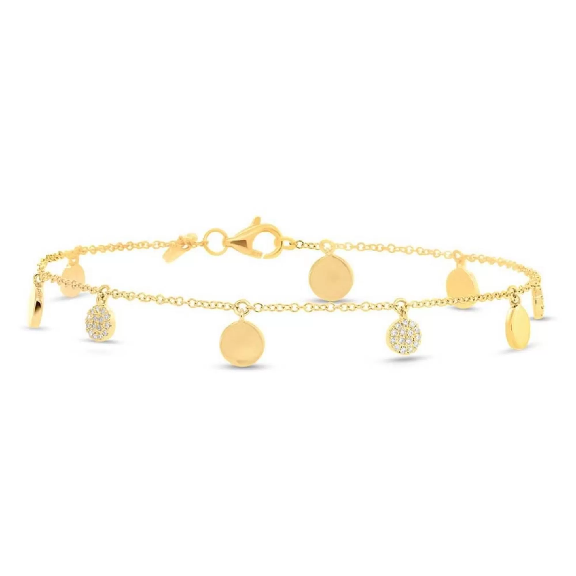 London Collection 14K Yellow Gold Pave Diamond Circle Anklet Sale