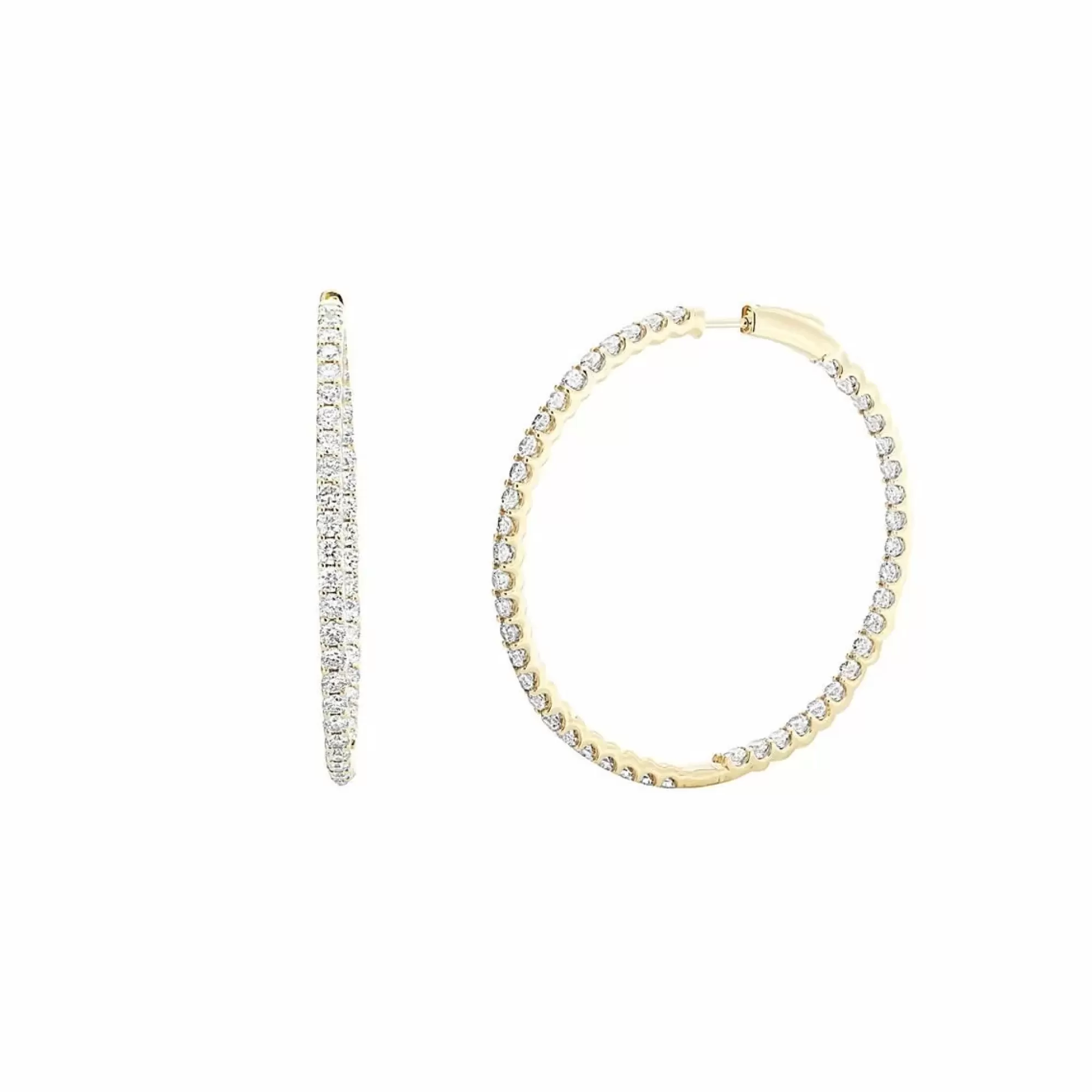 London Collection 14K Yellow Gold Pave Diamond Hoops 42Mm Store