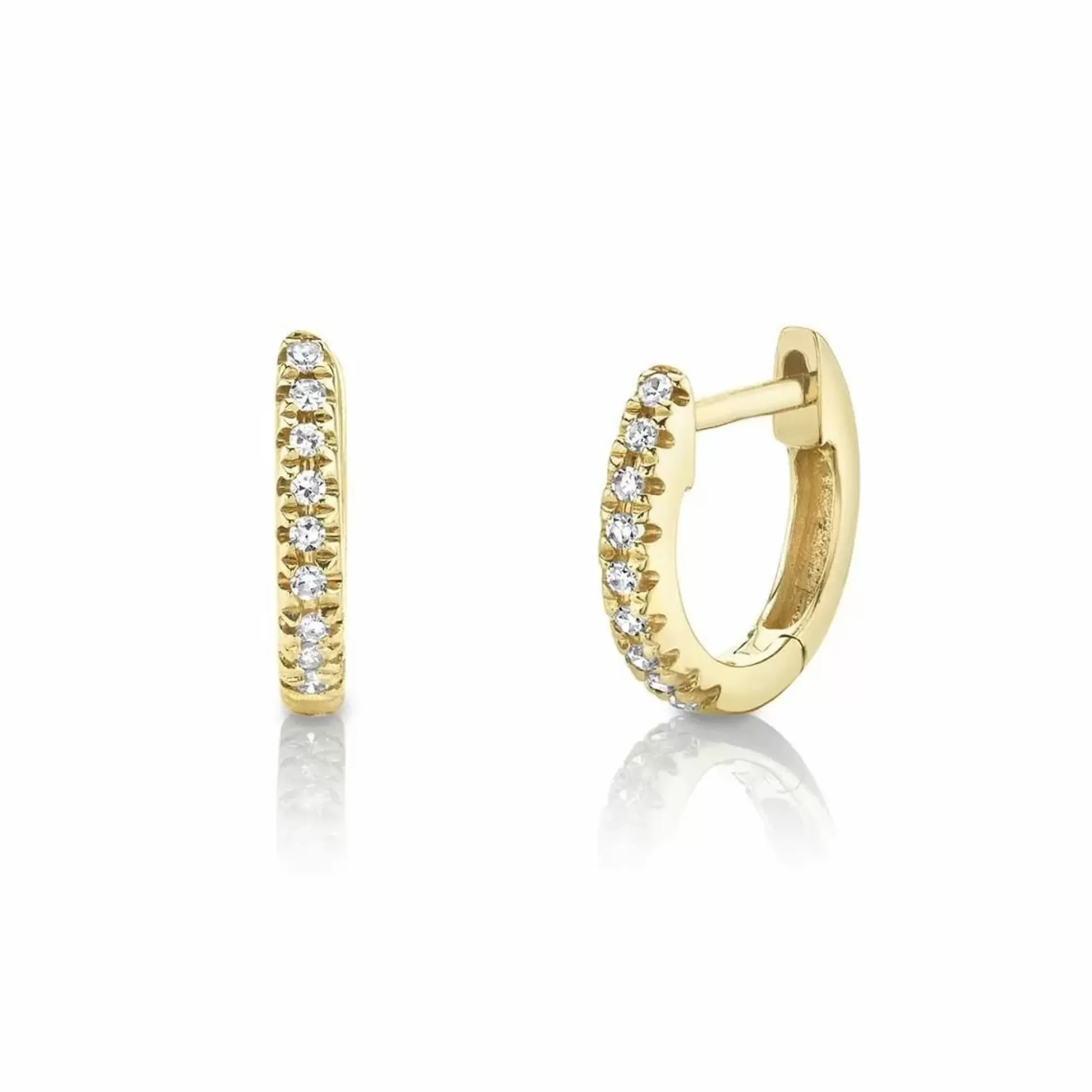 London Collection 14K Yellow Gold Pave Diamond Huggie Earrings Flash Sale