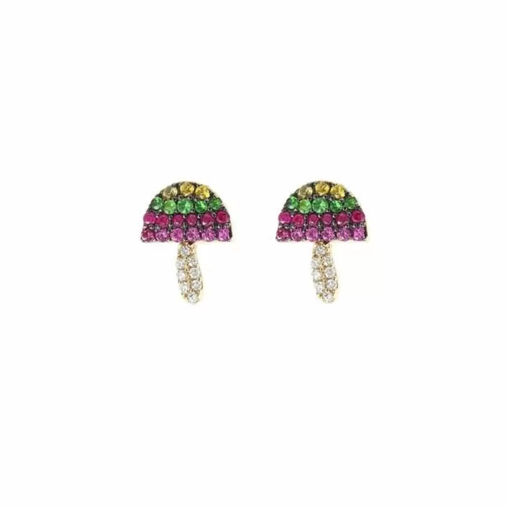 London Collection 14K Yellow Gold Rainbow Gemstone Mushroom Earrings Flash Sale
