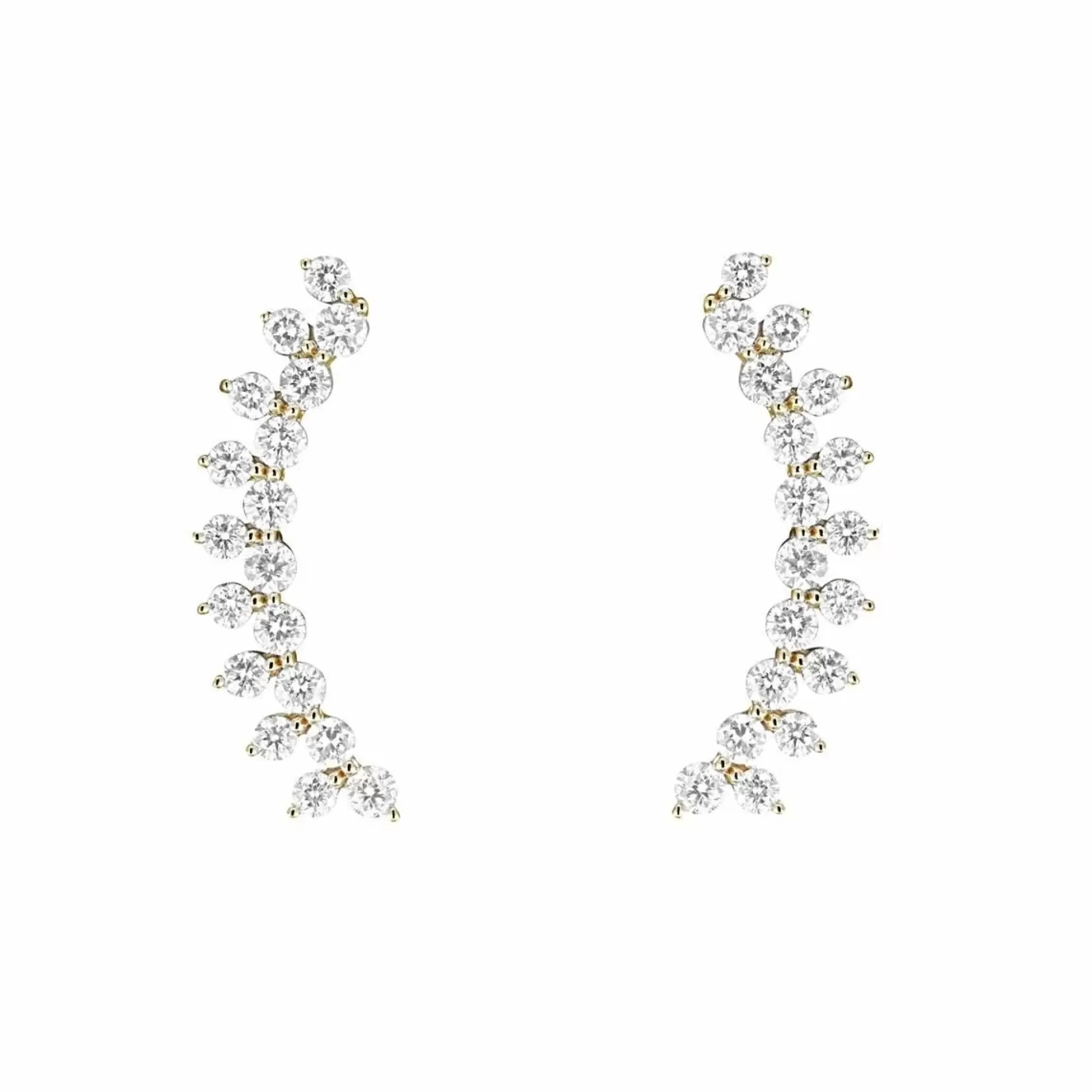 London Collection 14K Yellow Gold Round Diamond Double Row Ear Crawlers Online