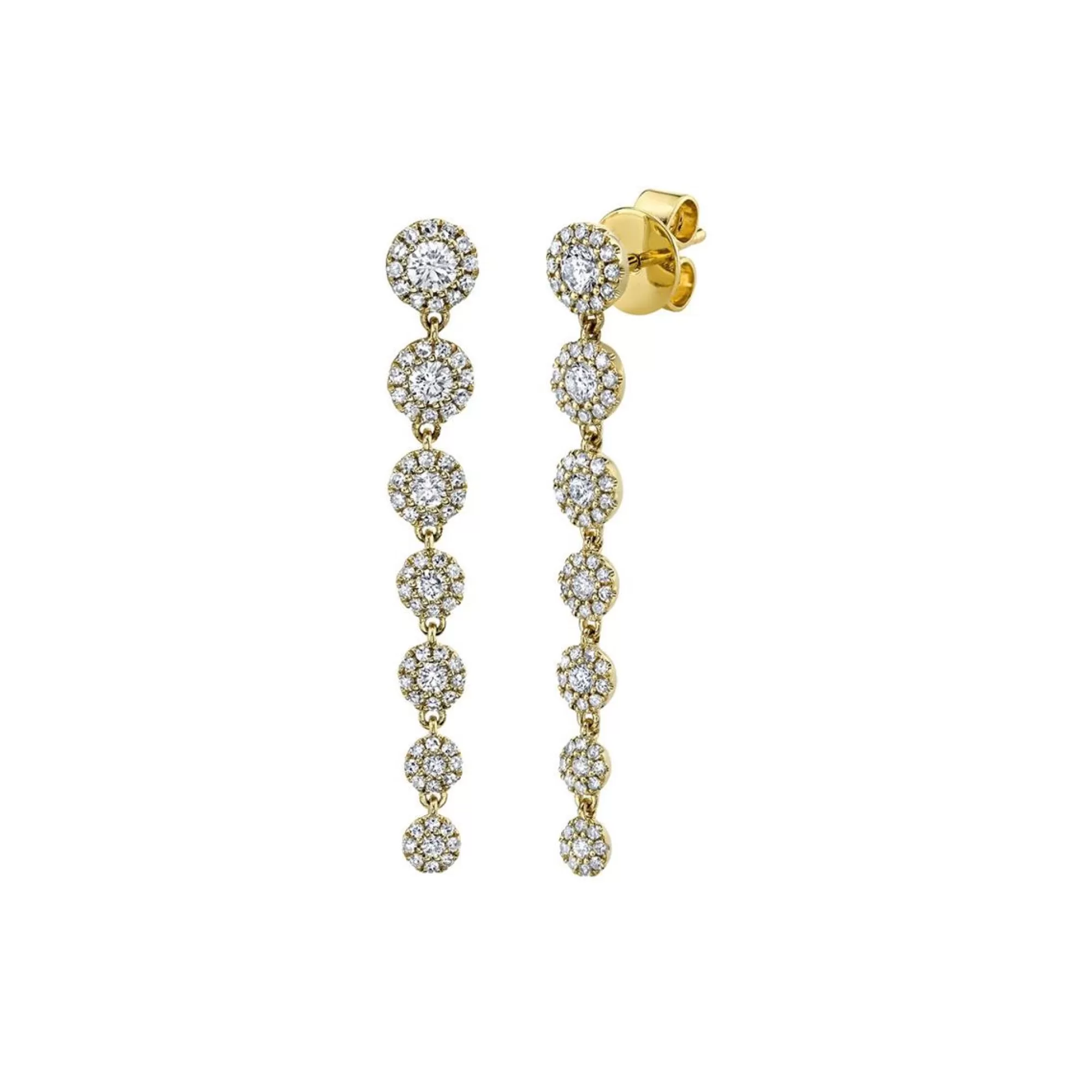 London Collection 14K Yellow Gold Round Diamond Halo Drop Earrings Best