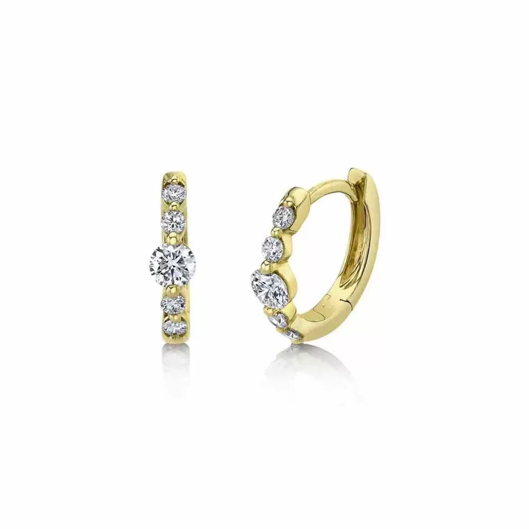 London Collection 14K Yellow Gold Round Diamond Huggies Best Sale