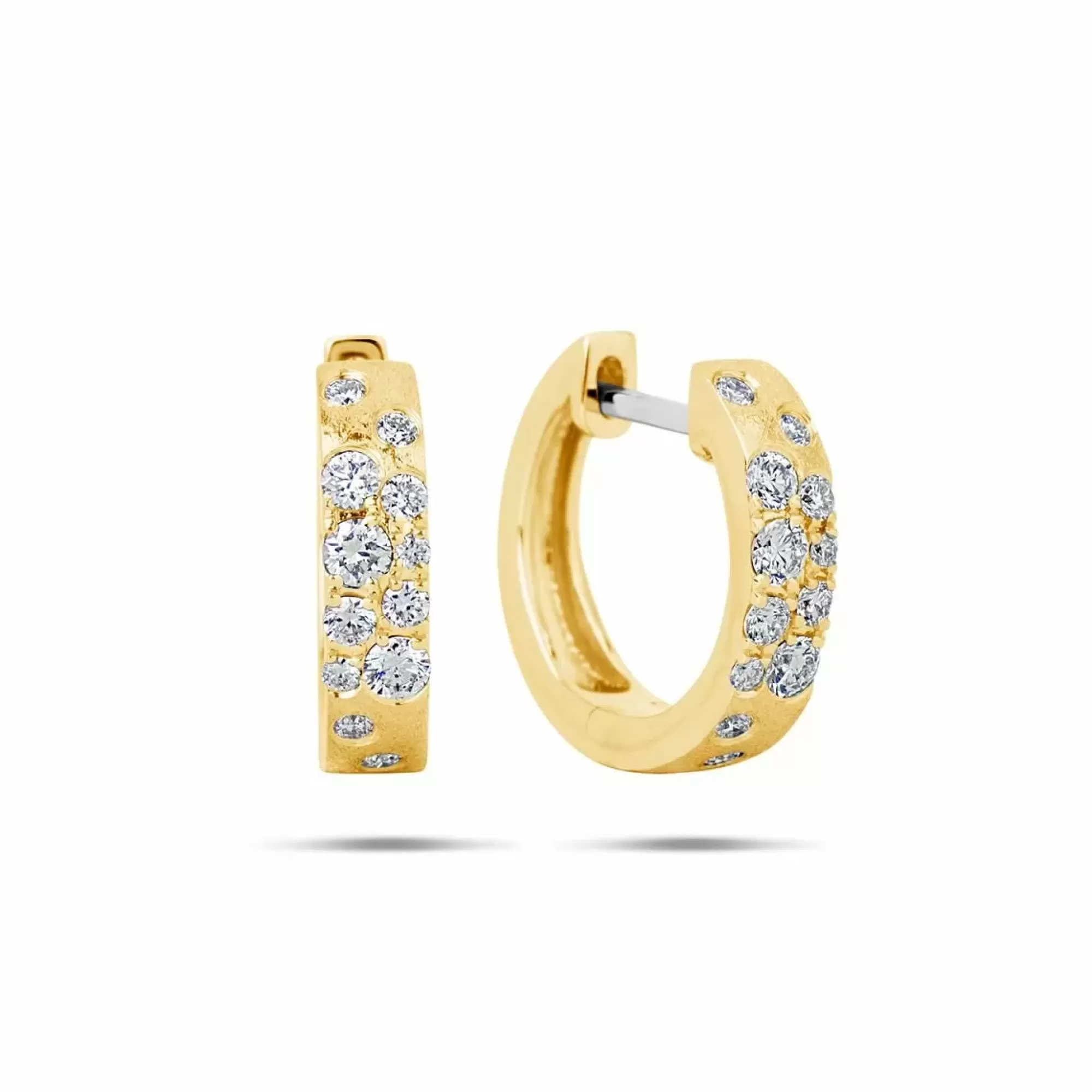 London Collection 14K Yellow Gold Scattered Diamond Huggie Earrings Cheap