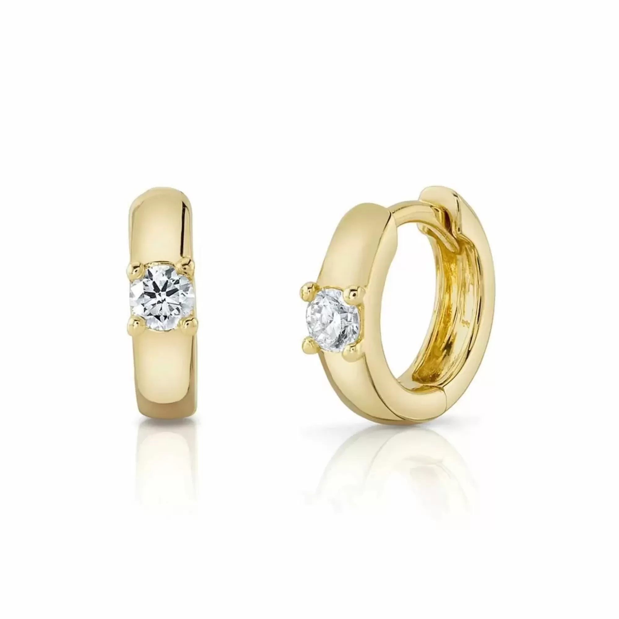 London Collection 14K Yellow Gold Single Diamond Huggie Earrings Flash Sale