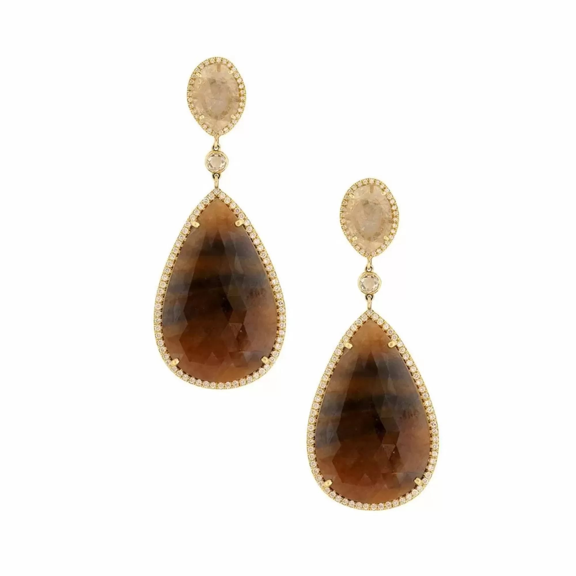 London Collection 18K Brown Sapphire And Diamond Drop Earrings Online