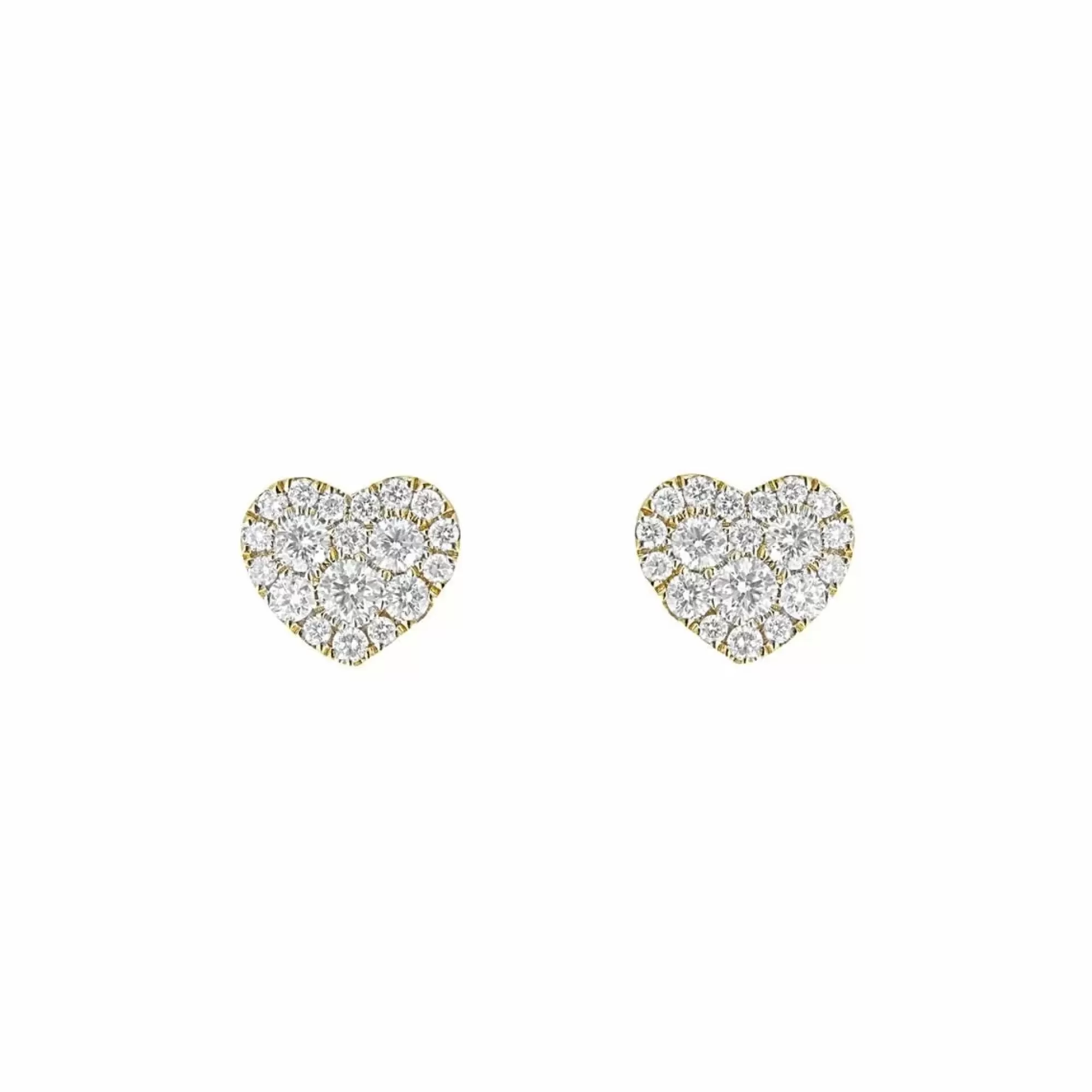 London Collection 18K Gold Diamond Cluster Heart Stud Earrings Cheap