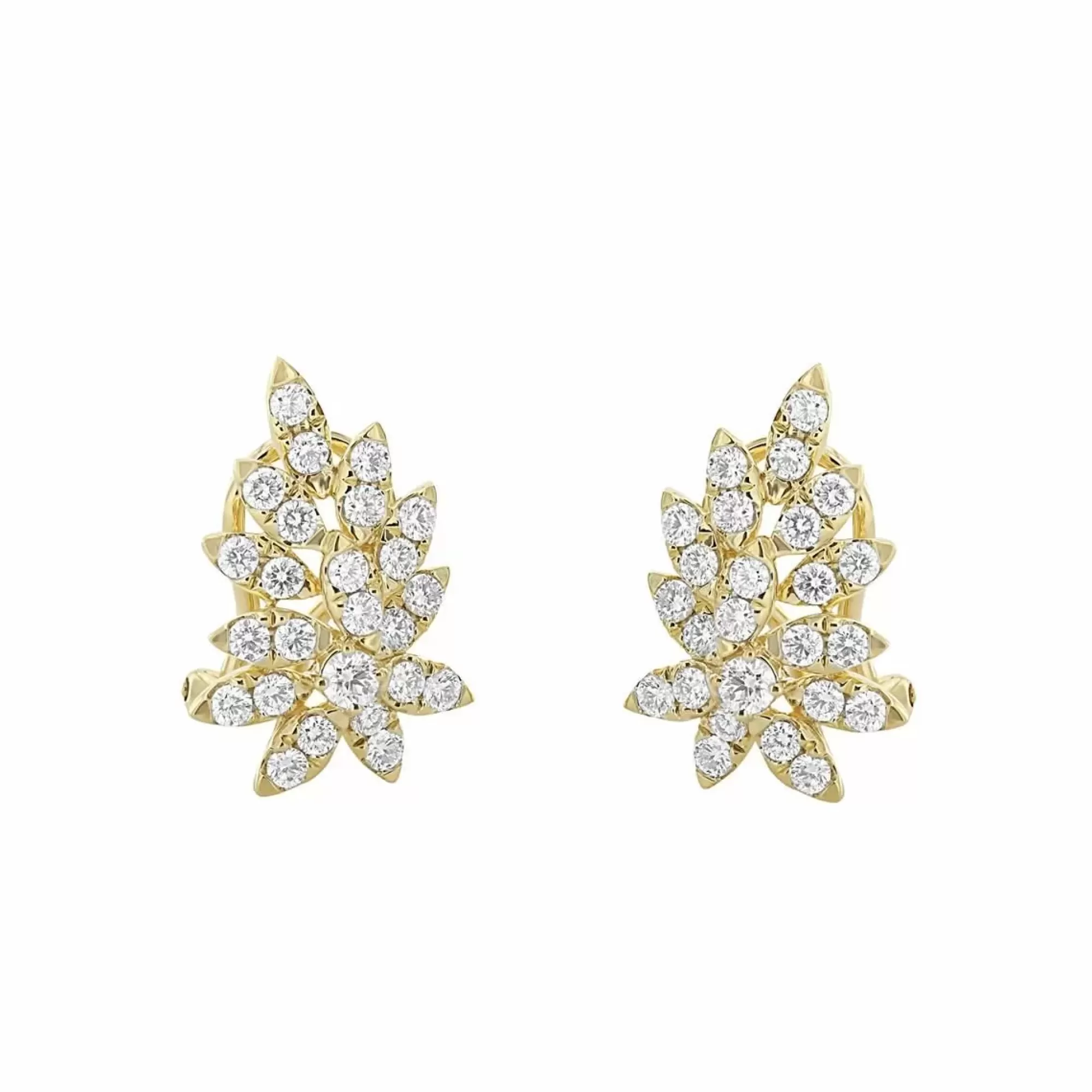 London Collection 18K Gold Diamond Leaf Cluster Earrings Clearance