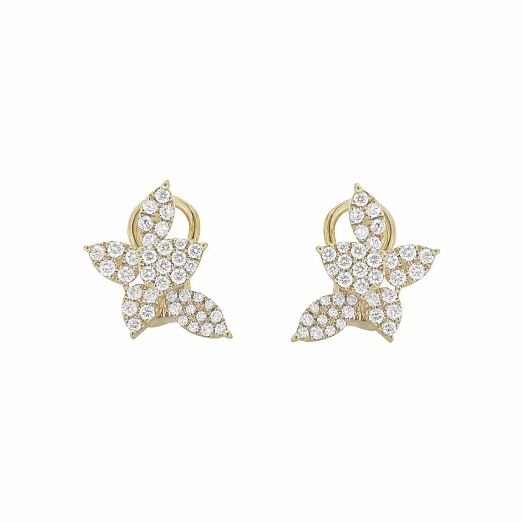 London Collection 18K Gold Diamond Leaf Earrings Clearance